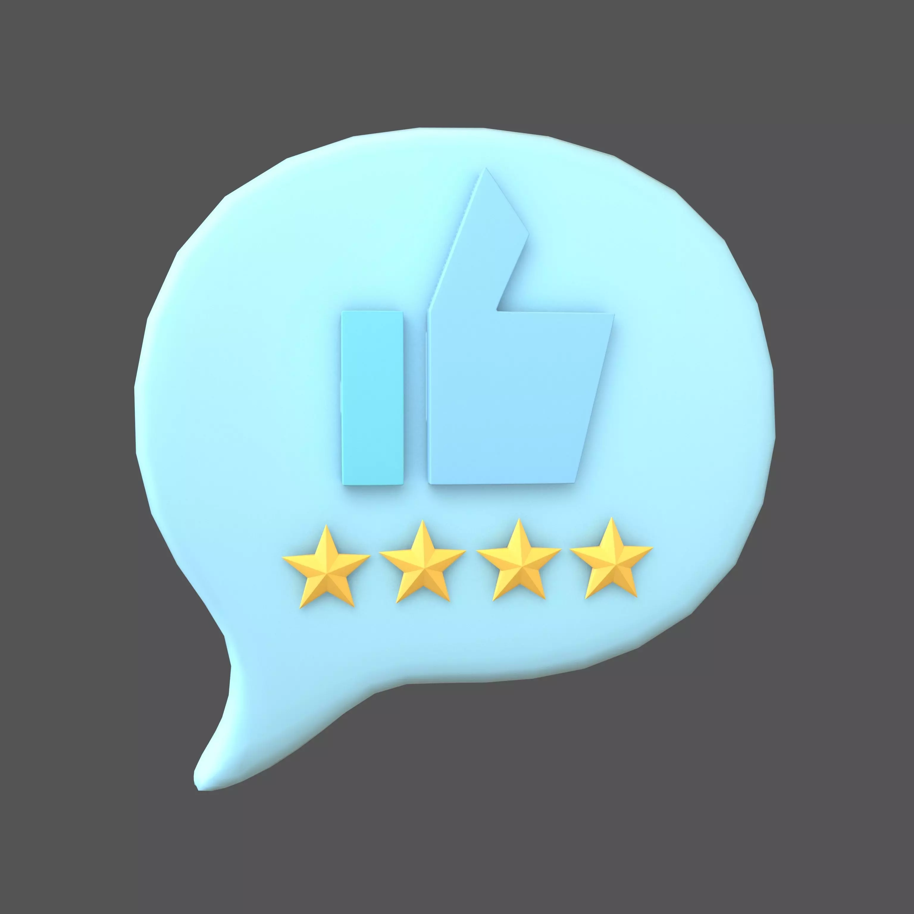 Rating Four Star Bubble Icon V1 004 Low-poly 3D model_0