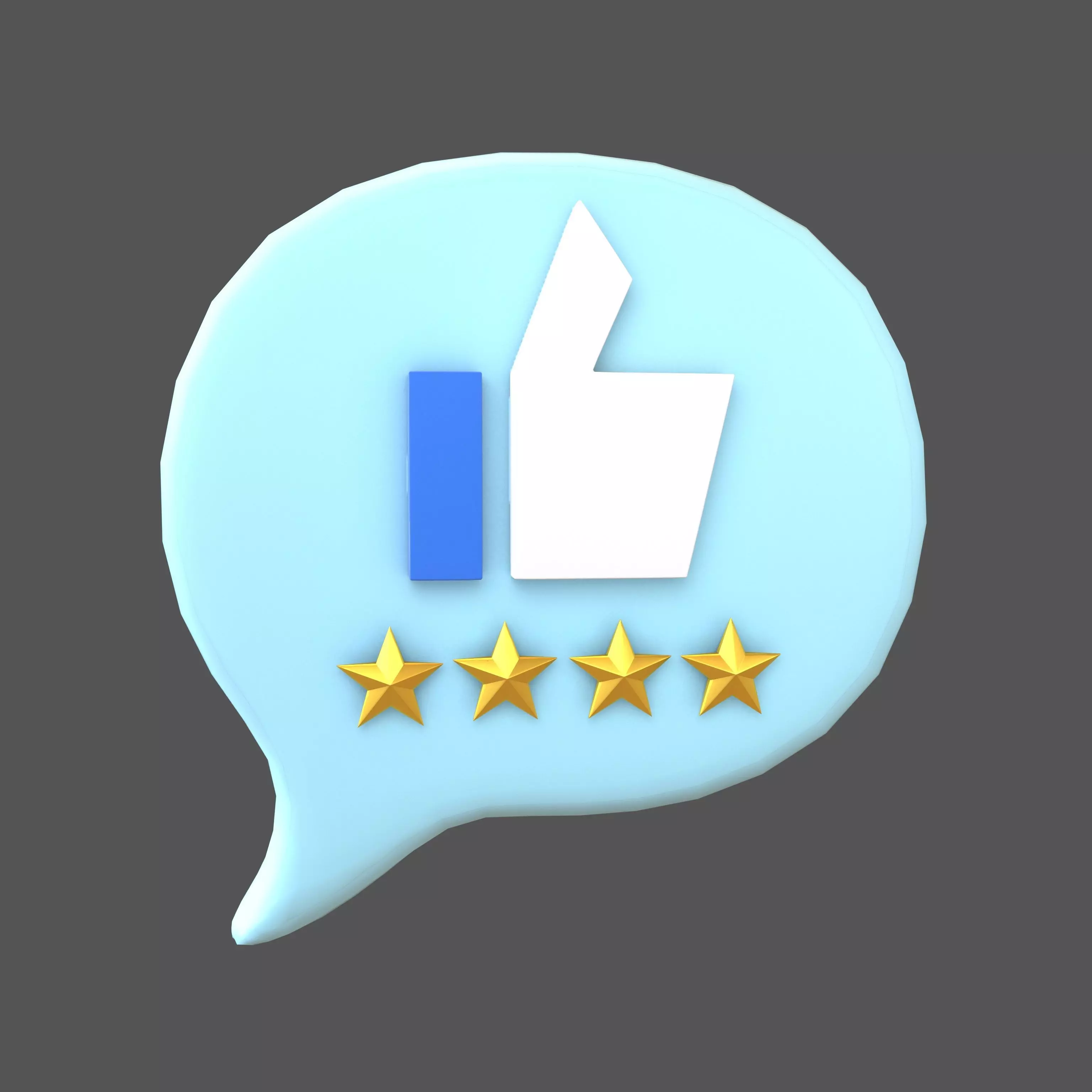 Rating Four Star Bubble Icon V1 007 Low-poly 3D model_0