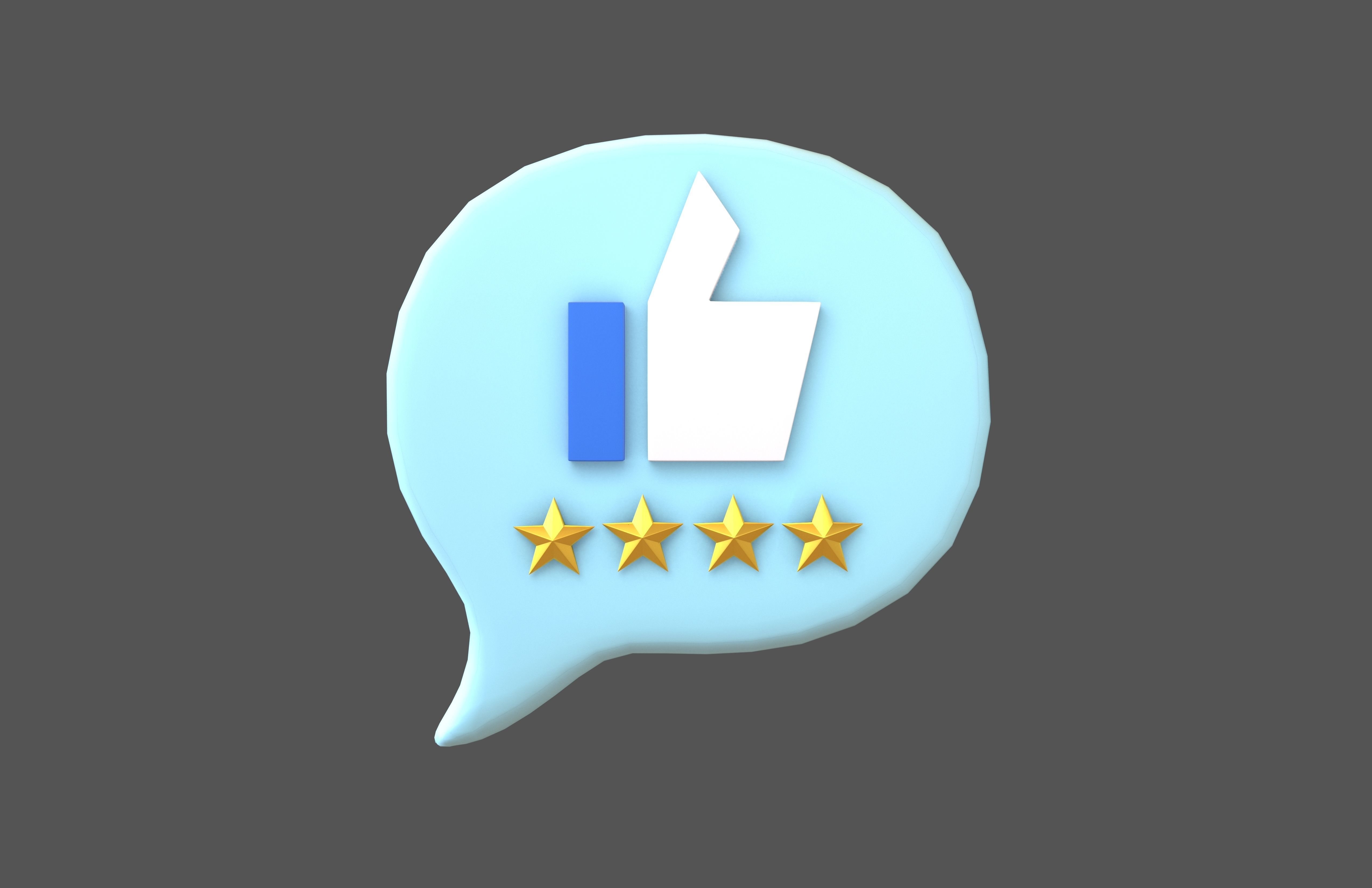 Rating Four Star Bubble Icon V1 007 Low-poly 3D model_1