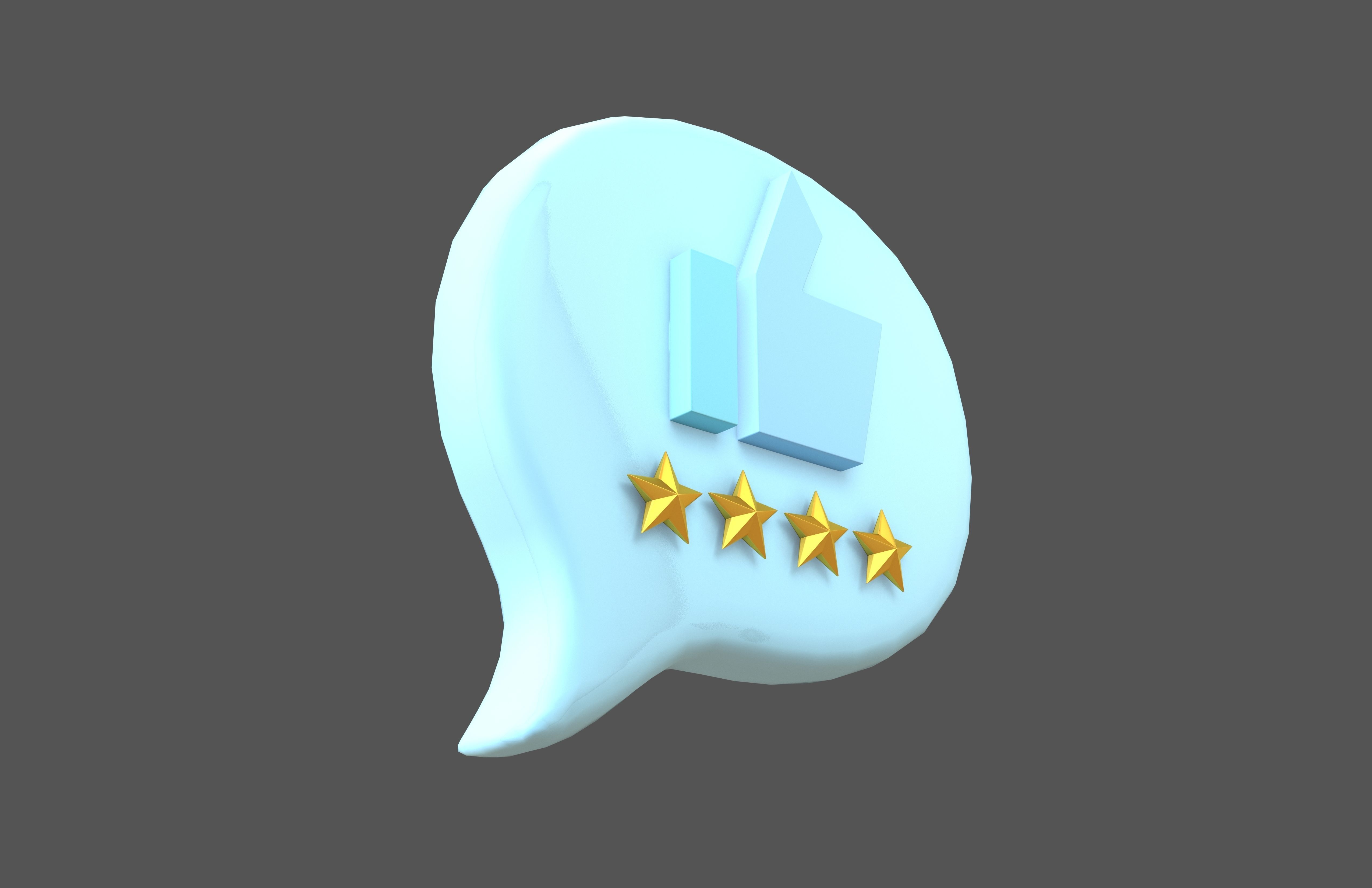Rating Four Star Bubble Icon V1 008 Low-poly 3D model_1