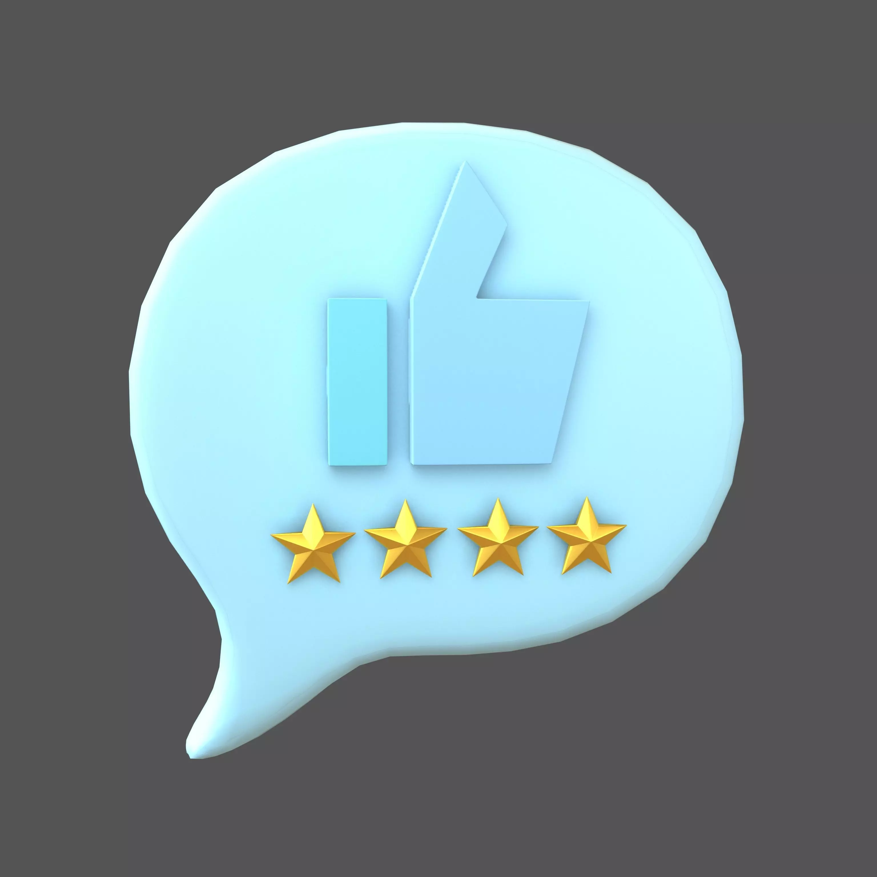 Rating Four Star Bubble Icon V1 008 Low-poly 3D model_0