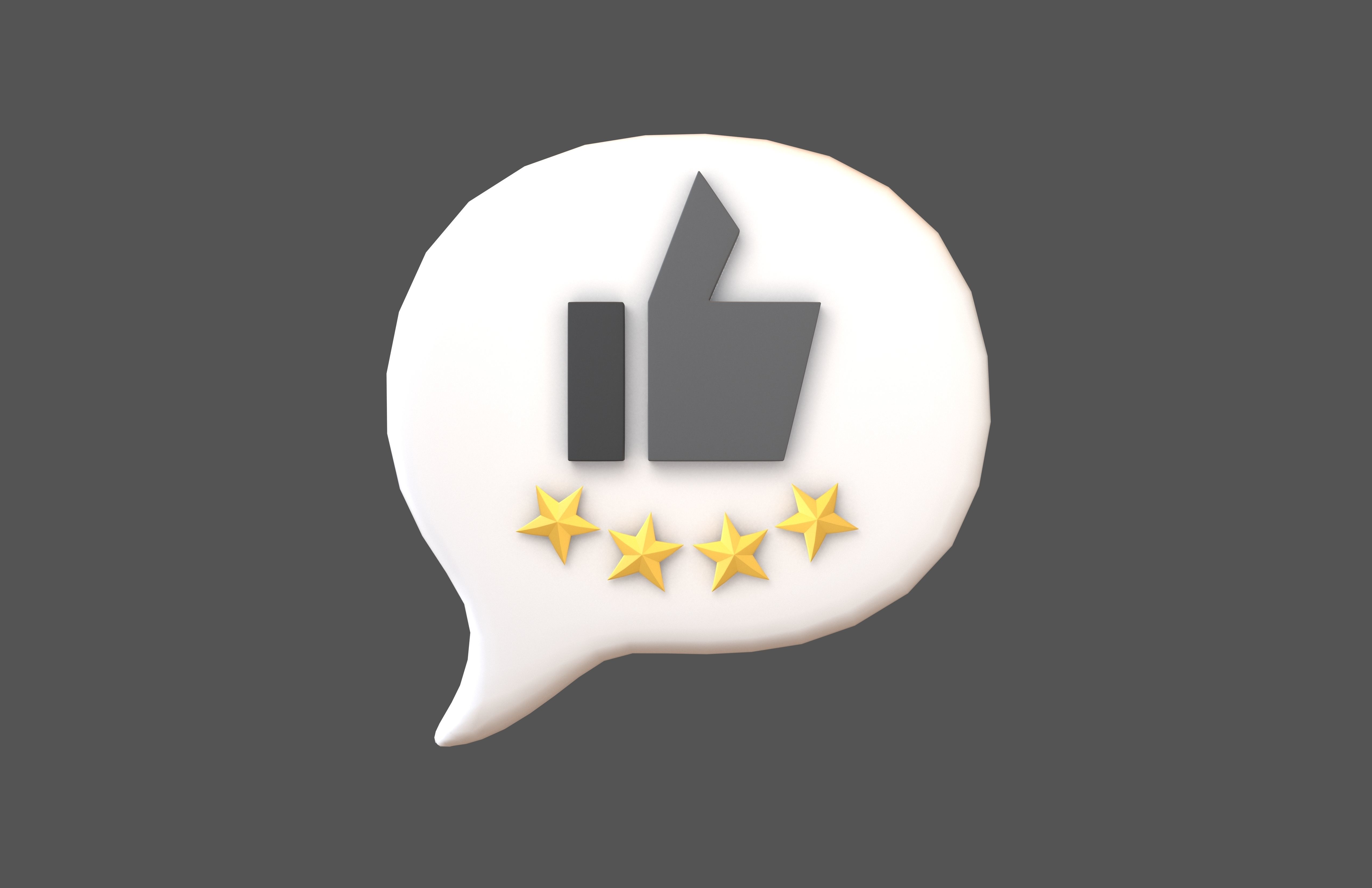 Rating Four Star Bubble Icon V2 002 Low-poly 3D model_3