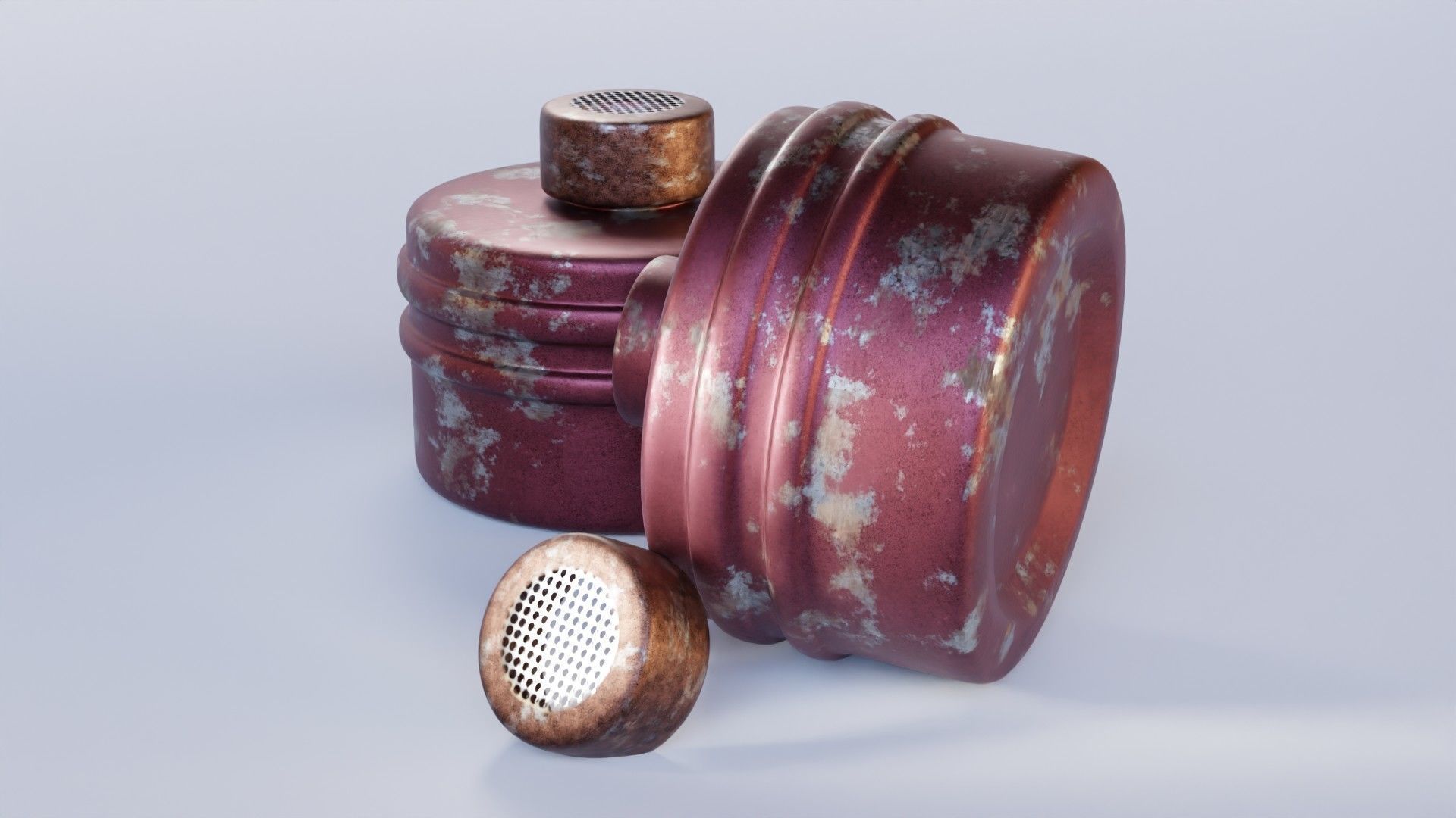 Red gas face mask filter Low-poly 3D model_5