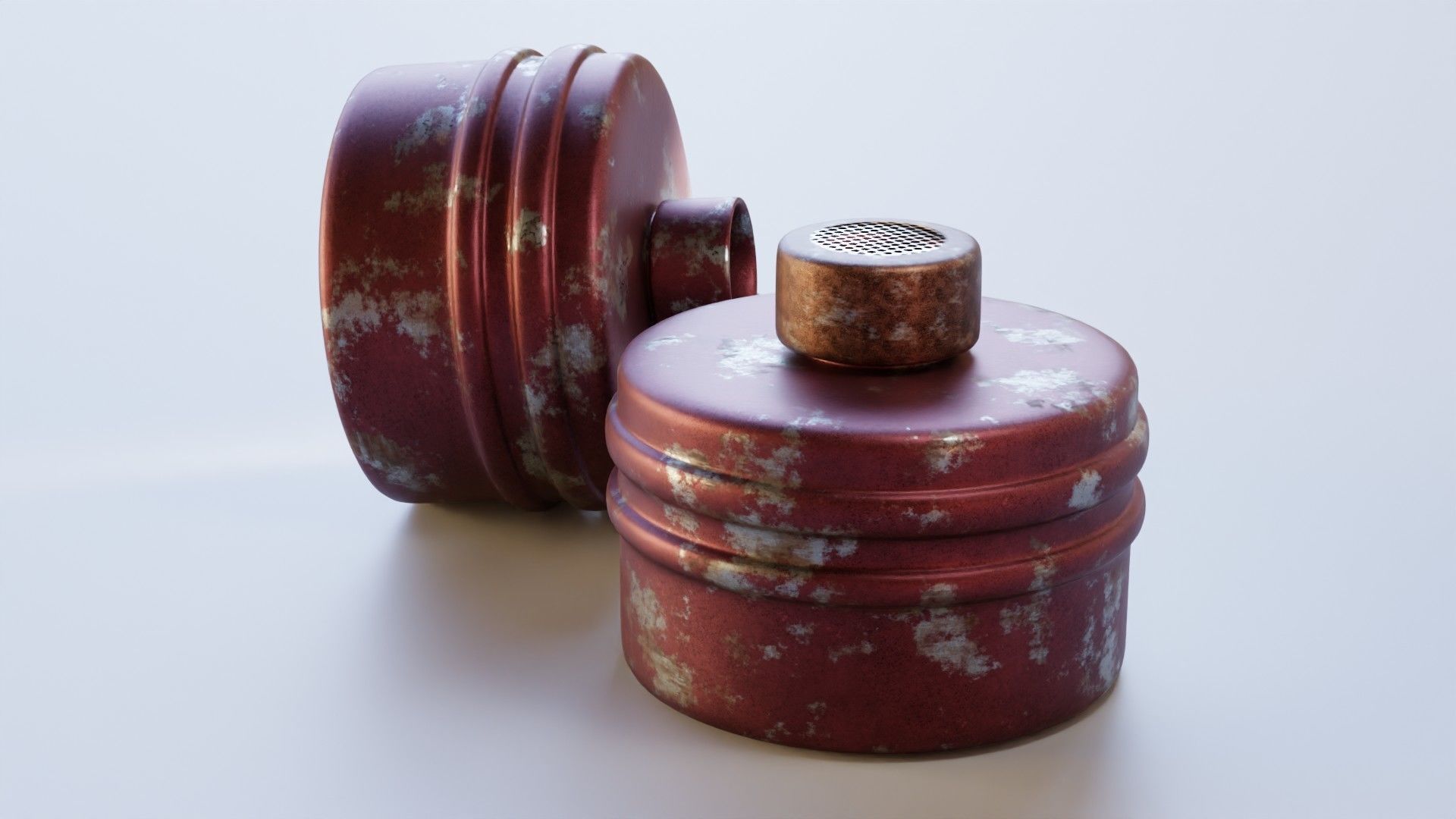 Red gas face mask filter Low-poly 3D model_4