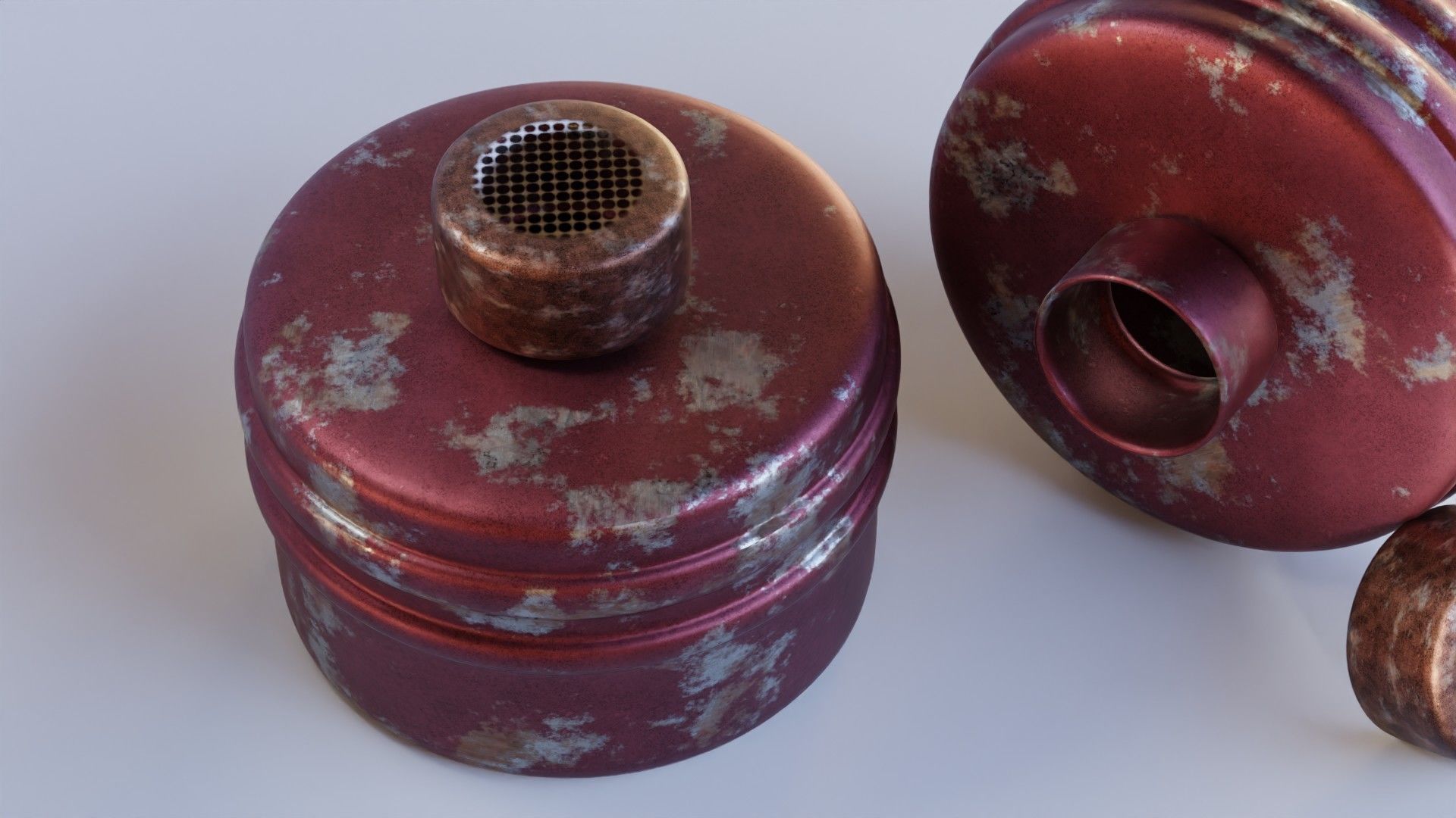 Red gas face mask filter Low-poly 3D model_3