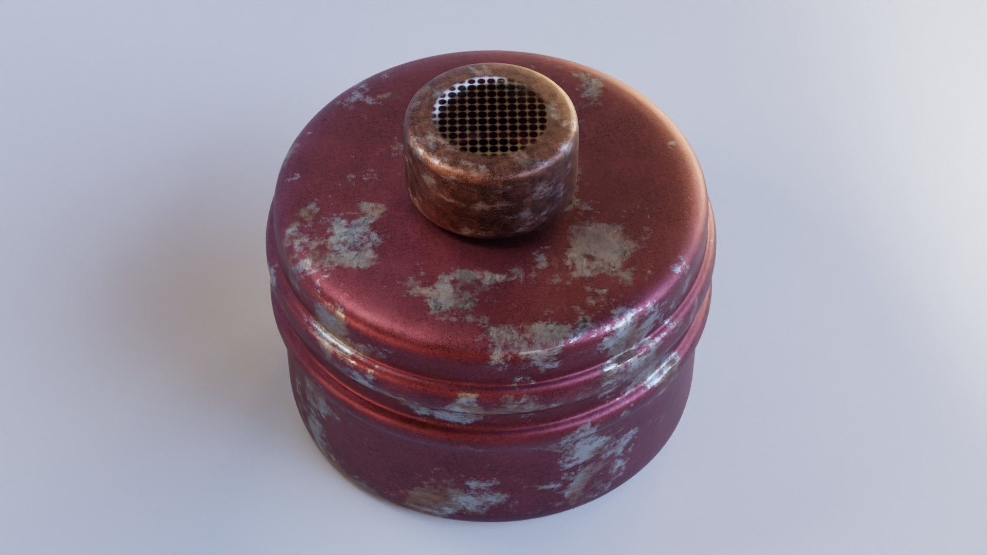 Red gas face mask filter Low-poly 3D model_1