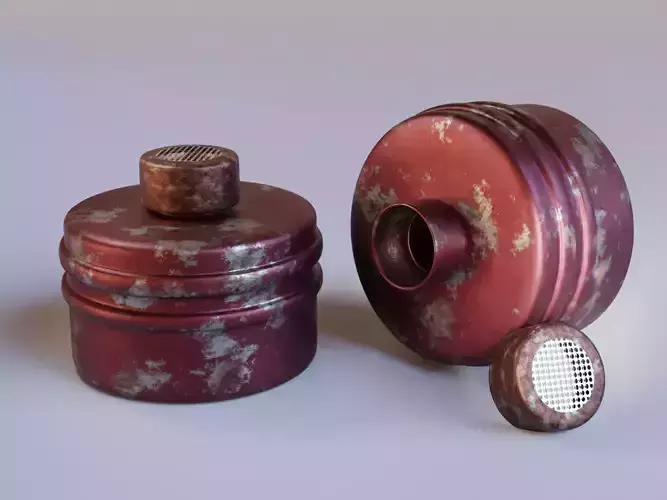 Red gas face mask filter