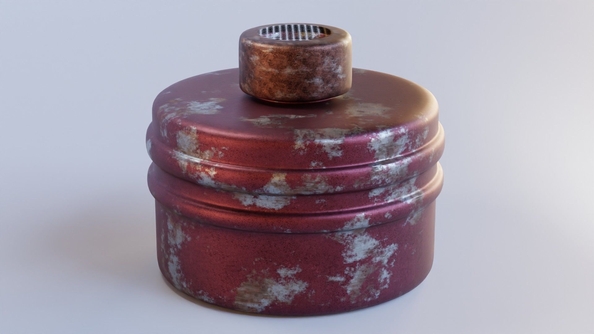 Red gas face mask filter Low-poly 3D model_2