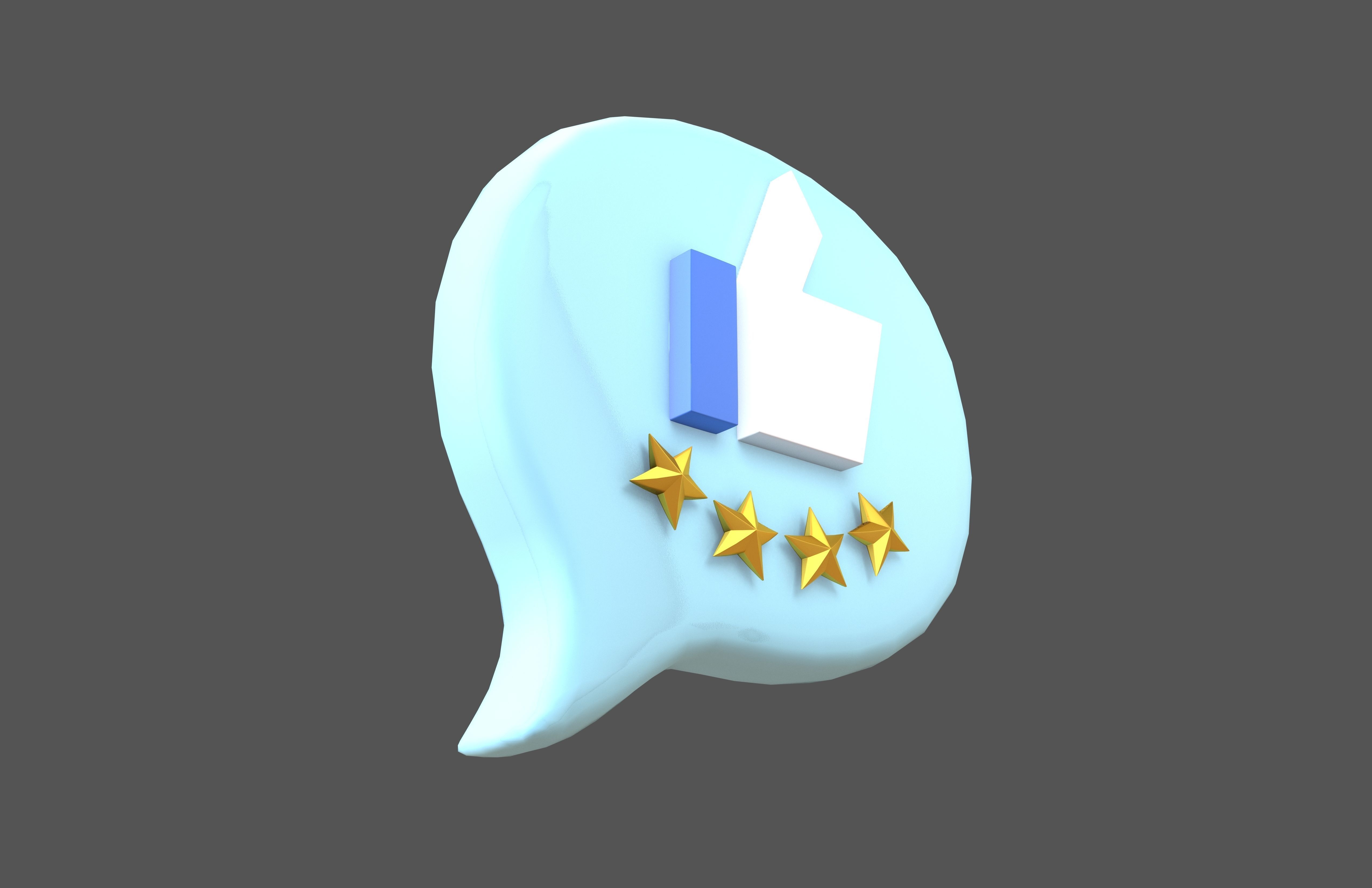Rating Four Star Bubble Icon V2 007 Low-poly 3D model_3