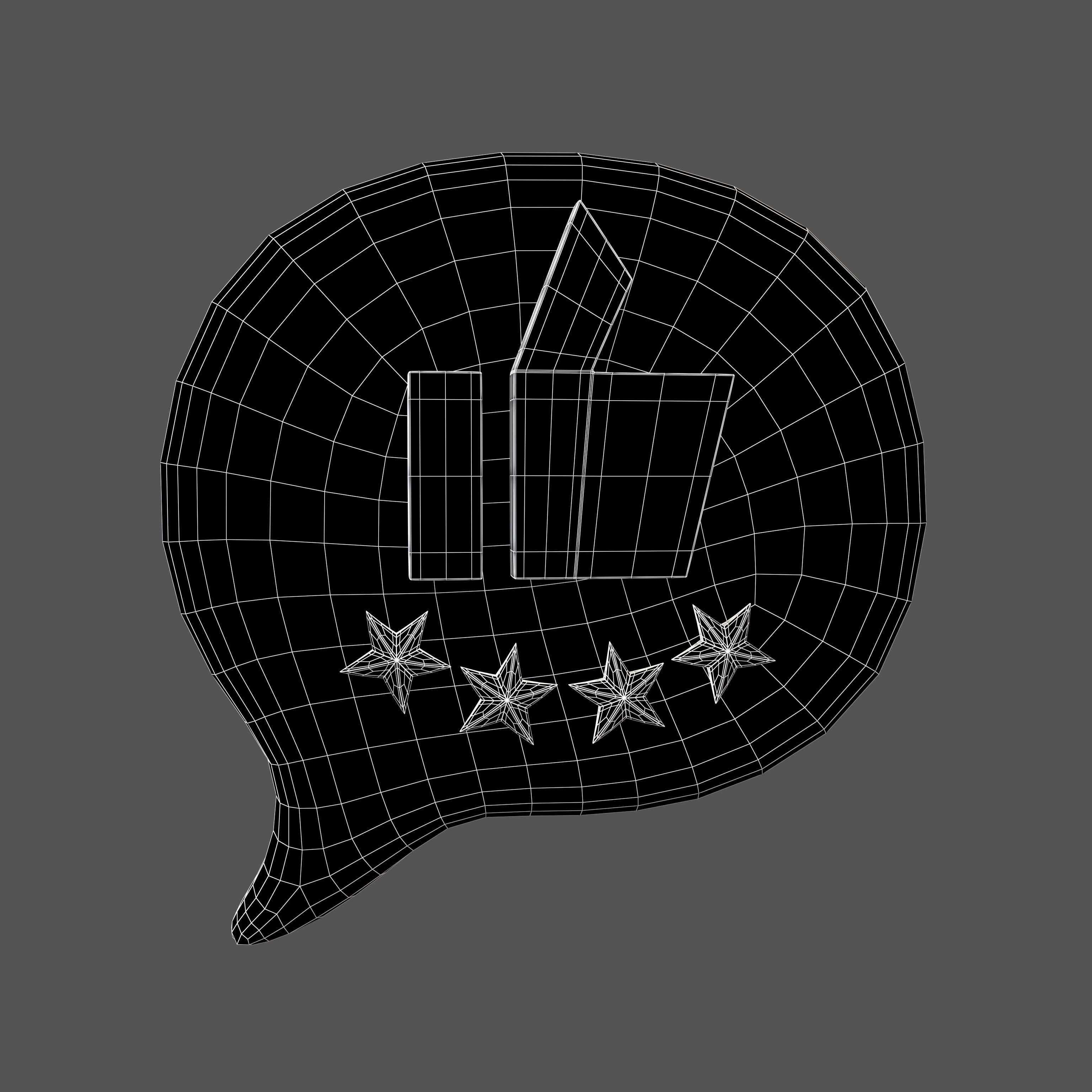 Rating Four Star Bubble Icon V2 007 Low-poly 3D model_5