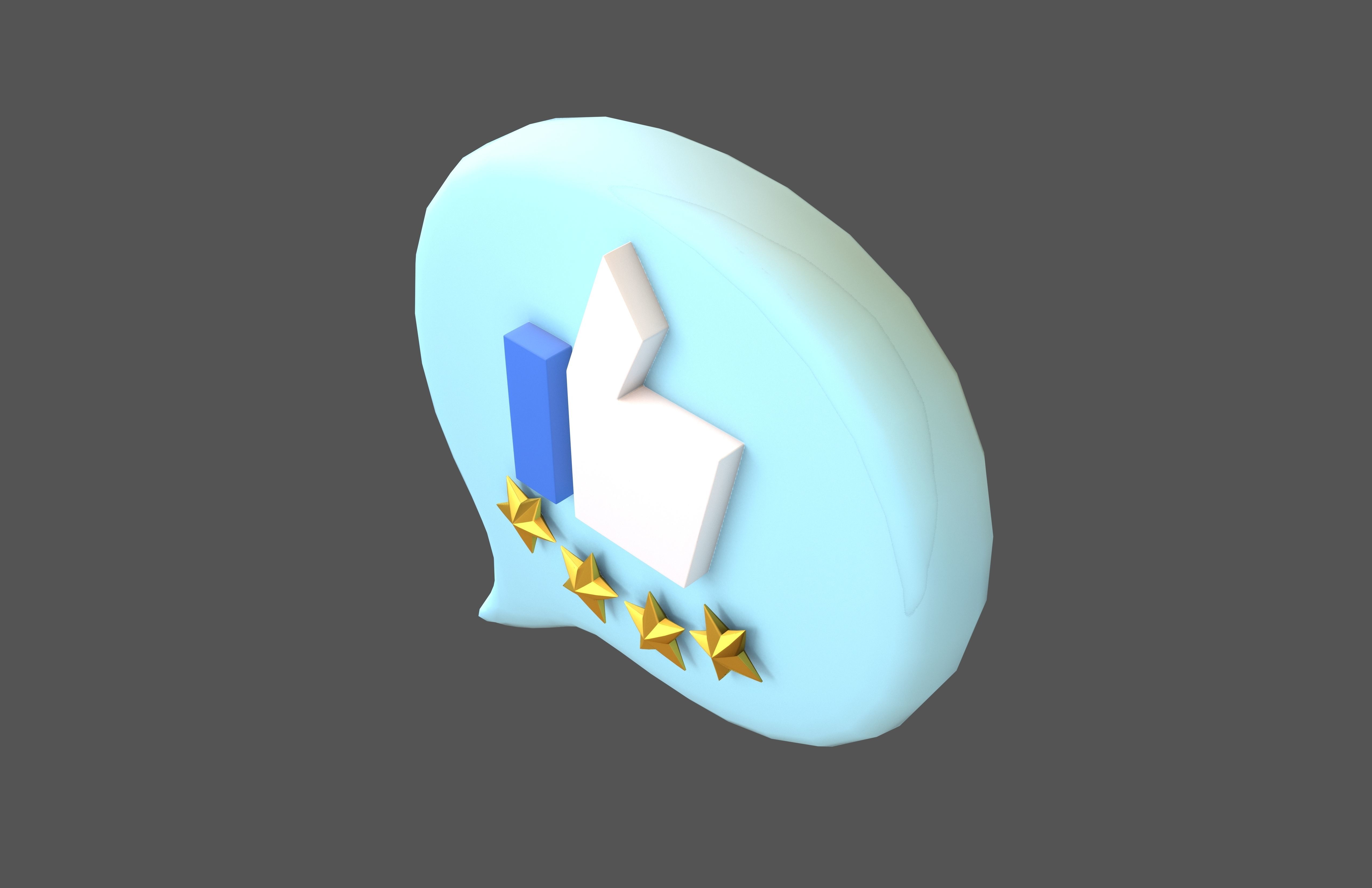 Rating Four Star Bubble Icon V2 007 Low-poly 3D model_2