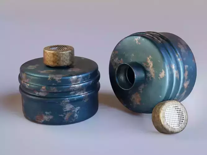 Blue gas face mask filter