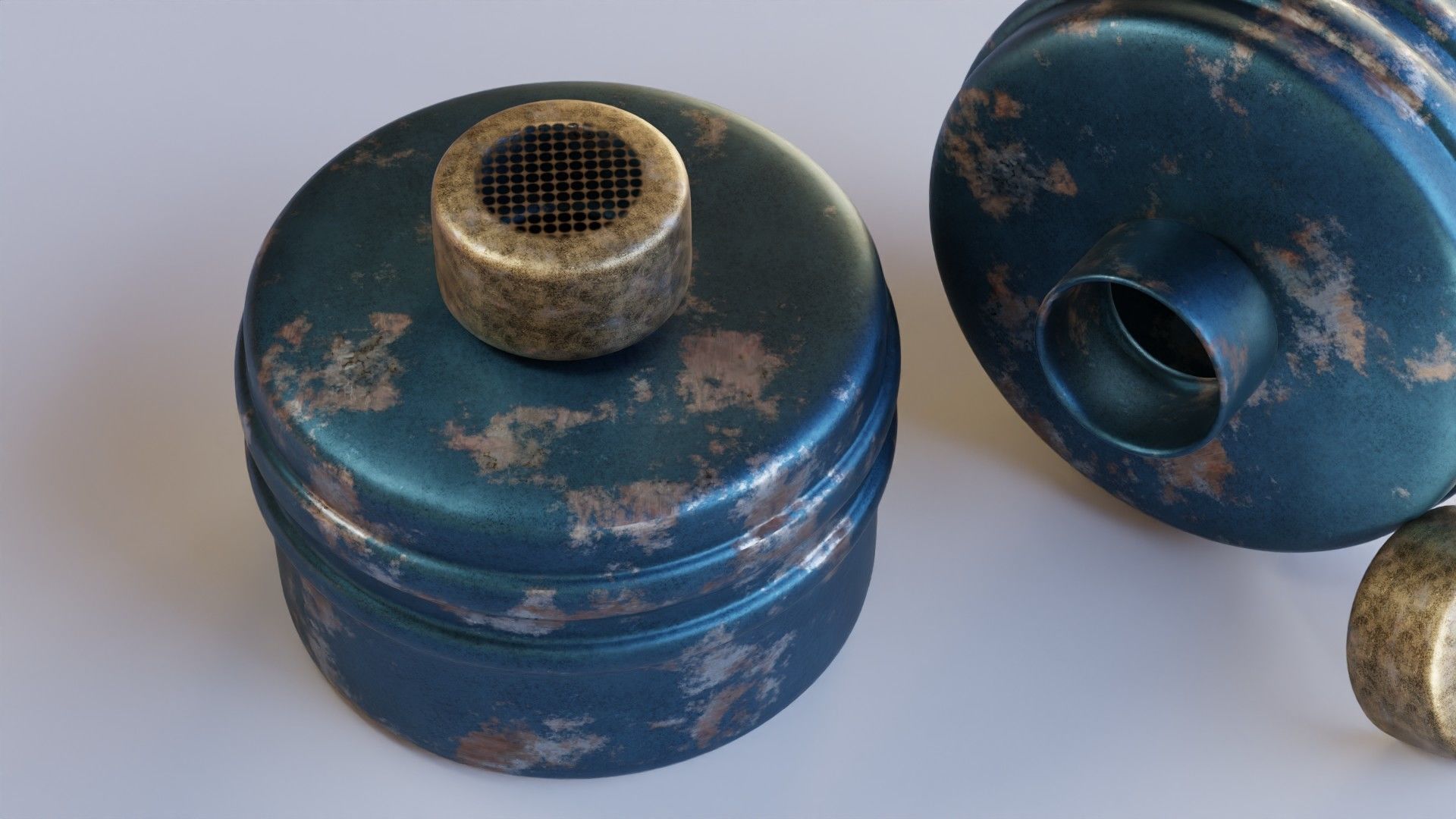 Blue gas face mask filter Low-poly 3D model_3