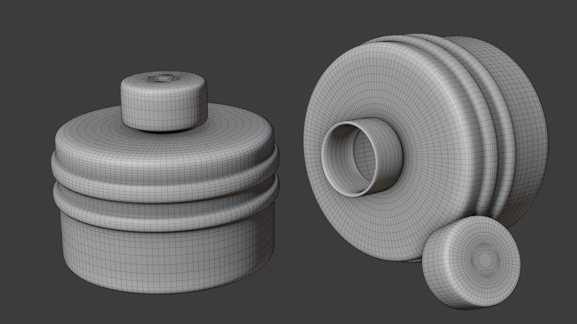 Blue gas face mask filter Low-poly 3D model_6