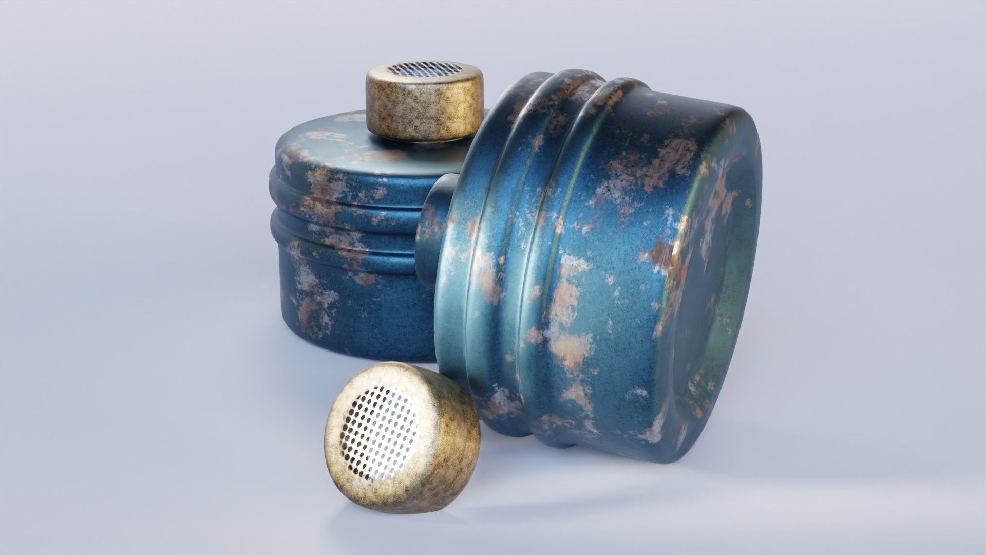 Blue gas face mask filter Low-poly 3D model_5