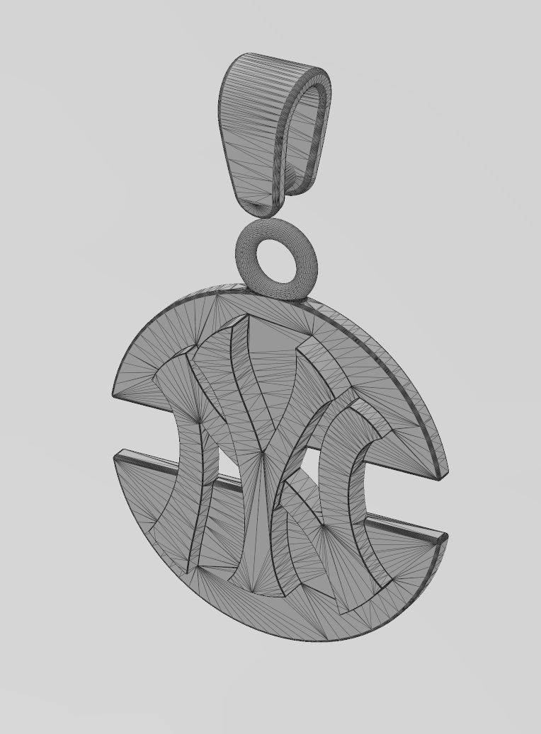 NY logo split round pendant with bail 3D print model_12