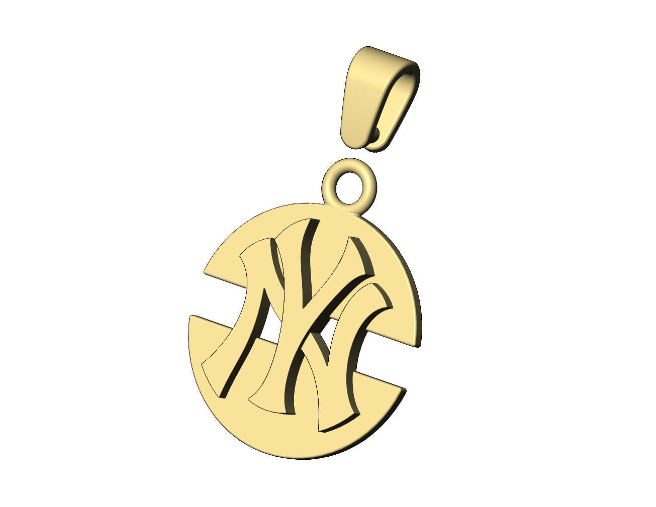 NY logo split round pendant with bail 3D print model_5