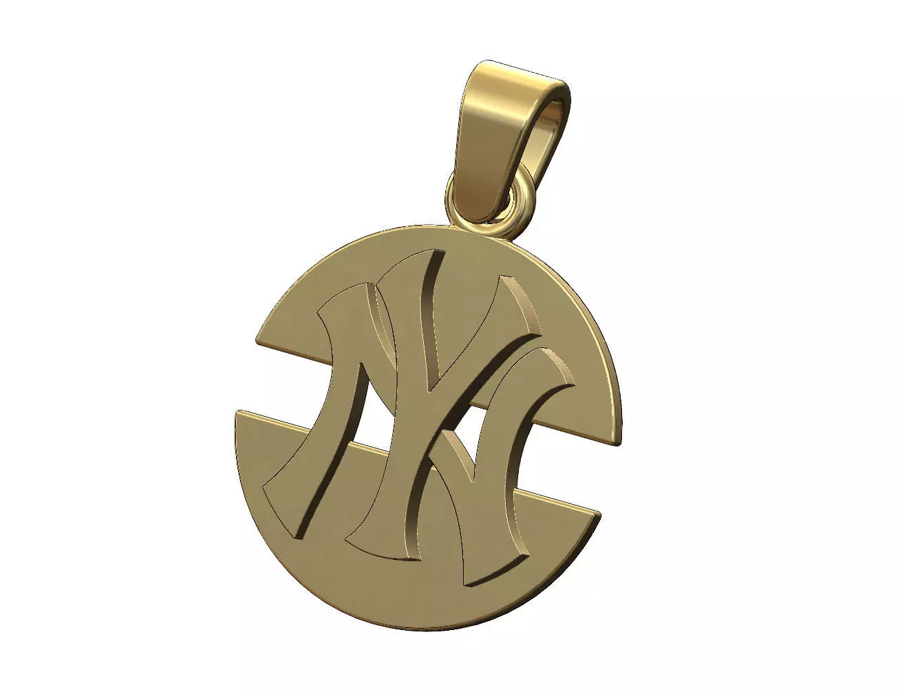 NY logo split round pendant with bail 3D print model_0