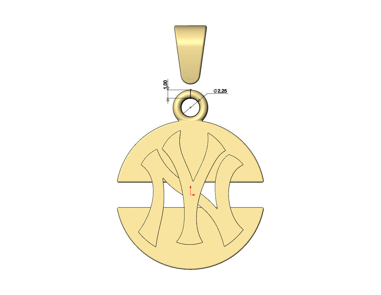 NY logo split round pendant with bail 3D print model_7