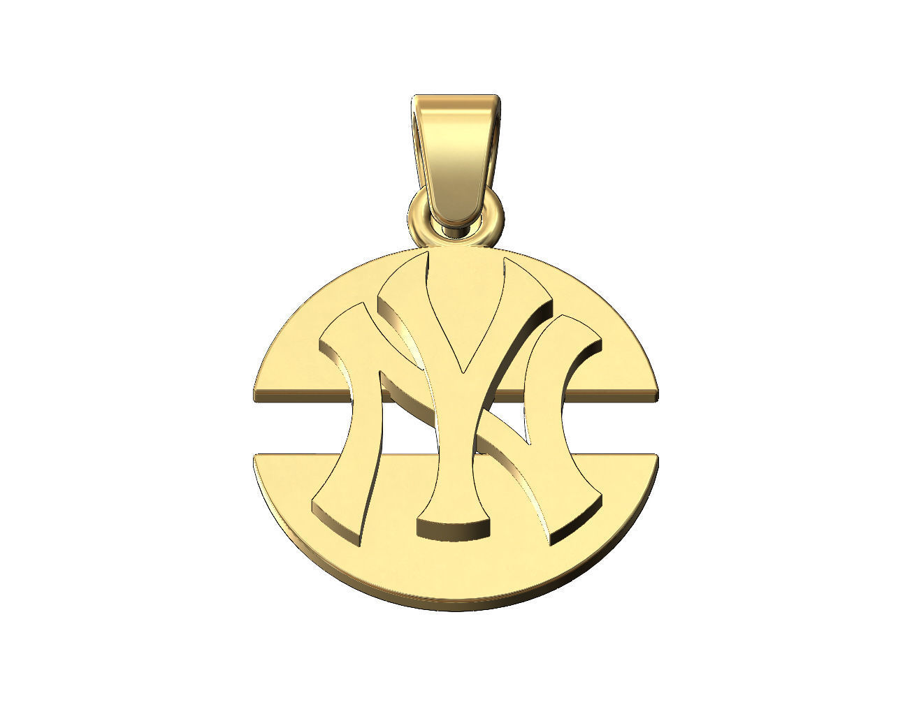 NY logo split round pendant with bail 3D print model_2
