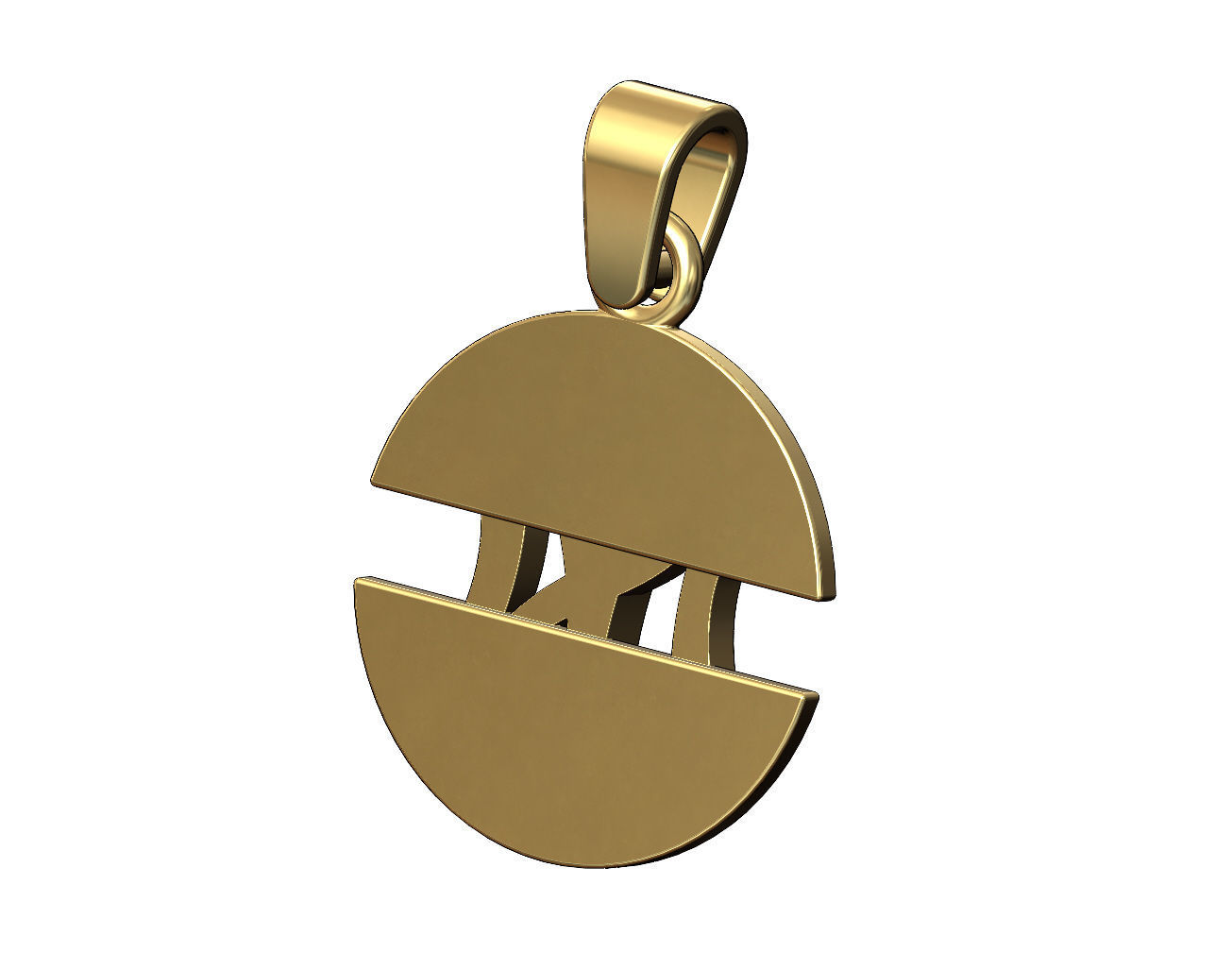 NY logo split round pendant with bail 3D print model_4