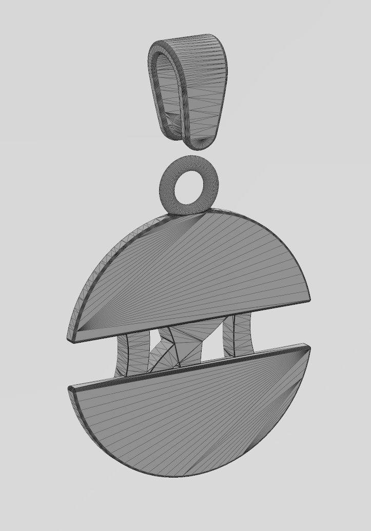 NY logo split round pendant with bail 3D print model_13