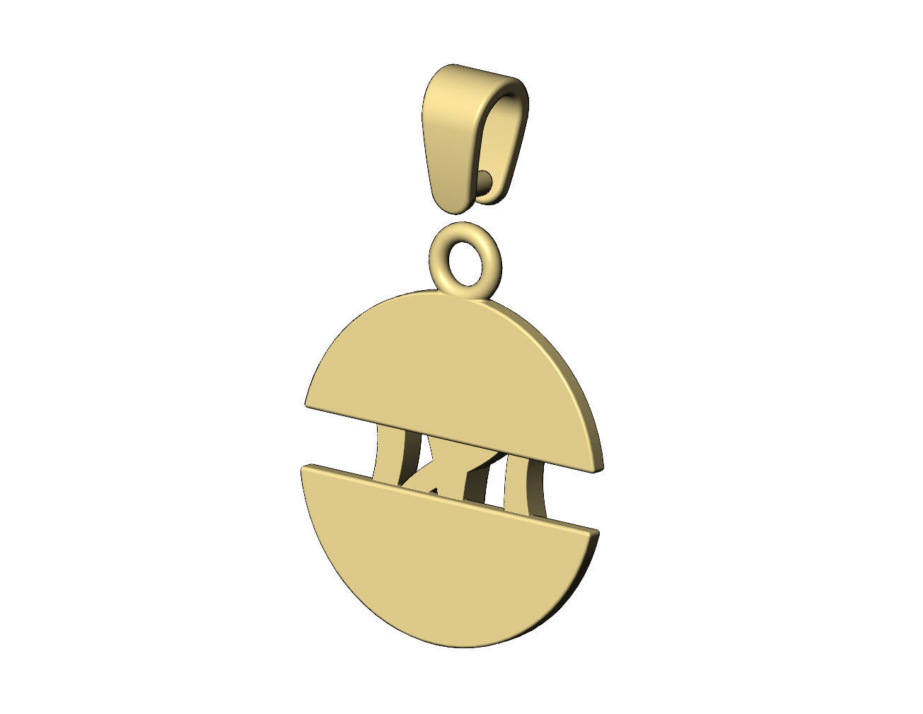 NY logo split round pendant with bail 3D print model_10