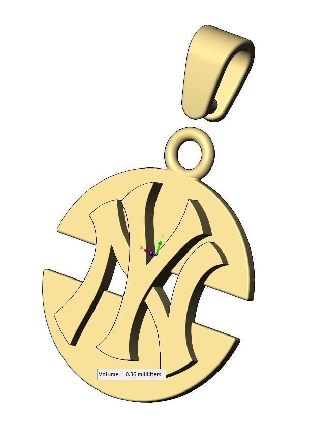 NY logo split round pendant with bail 3D print model_11