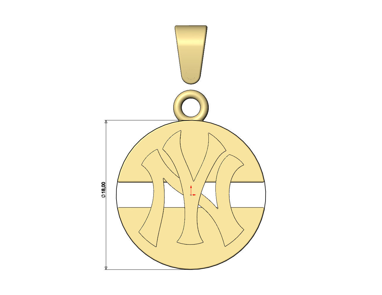 NY logo split round pendant with bail 3D print model_6
