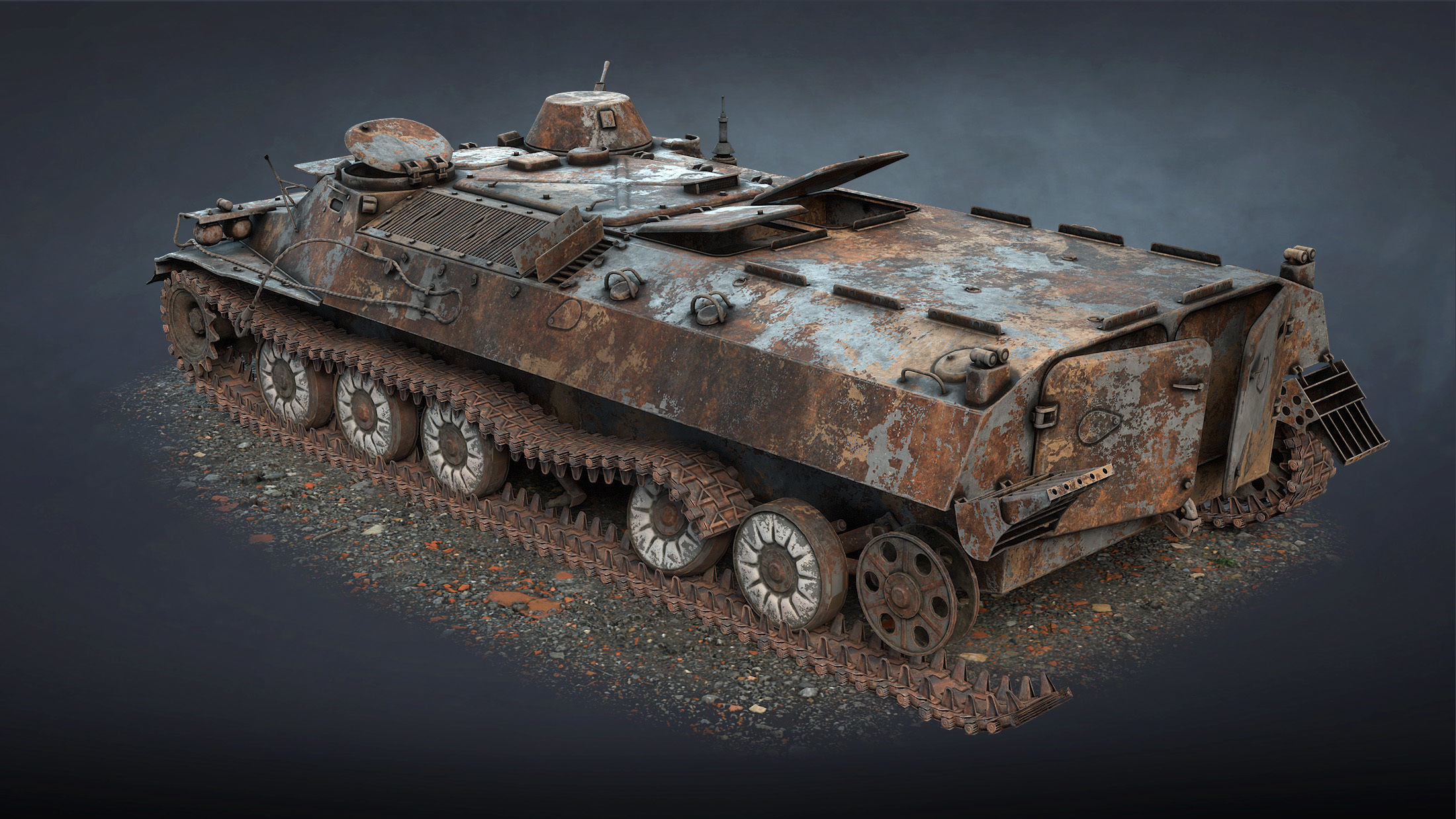 MT-LB Destroyed Low-poly 3D model_11