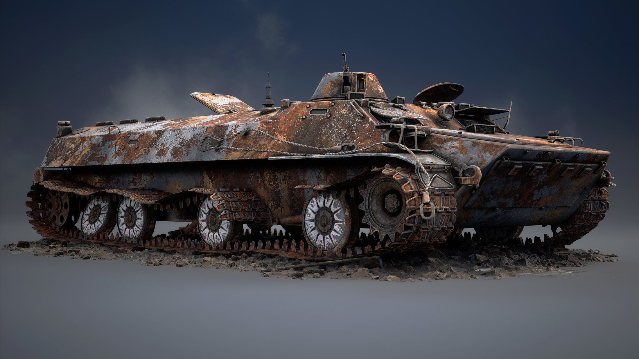 MT-LB Destroyed Low-poly 3D model_9