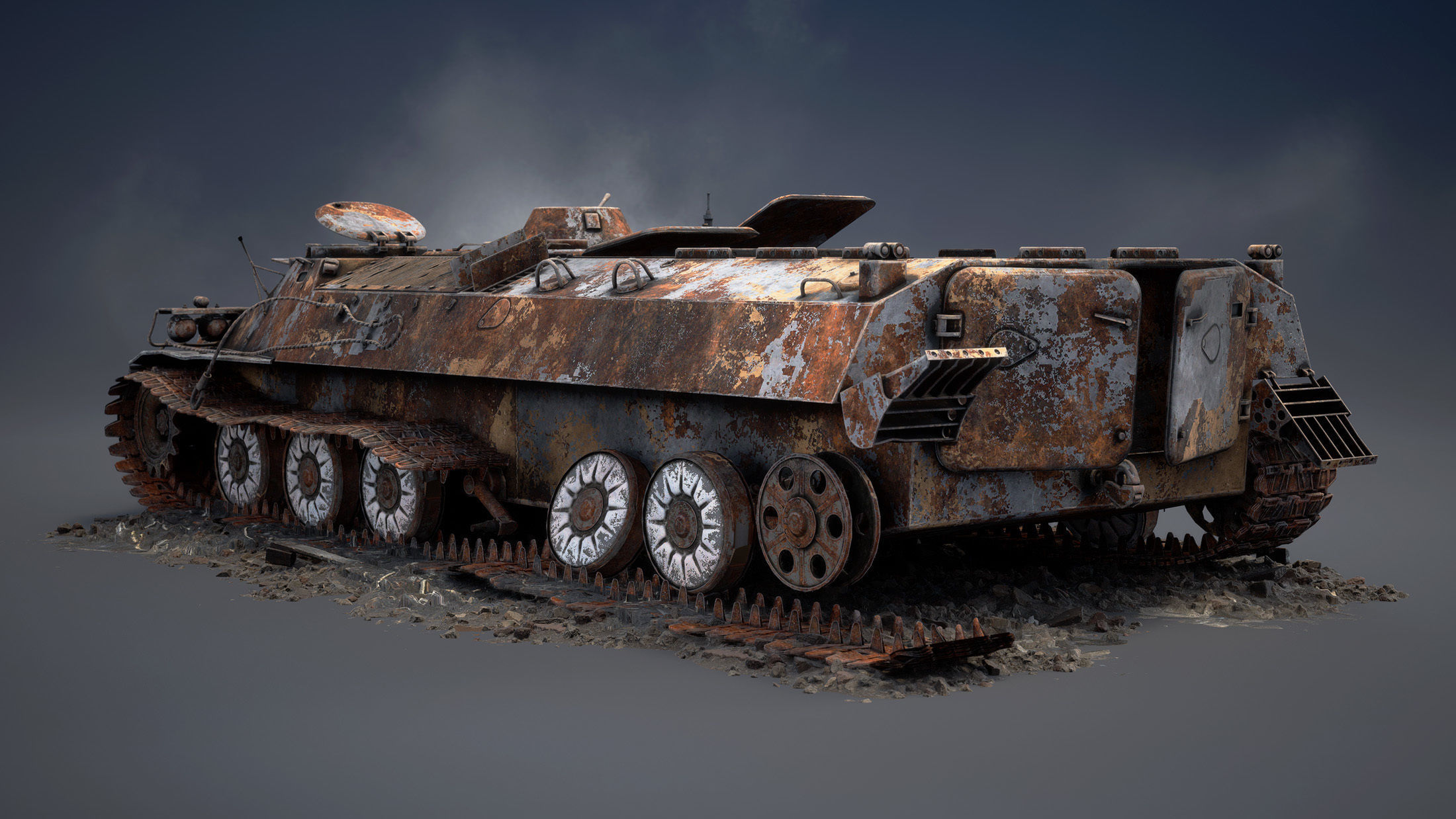 MT-LB Destroyed Low-poly 3D model_5