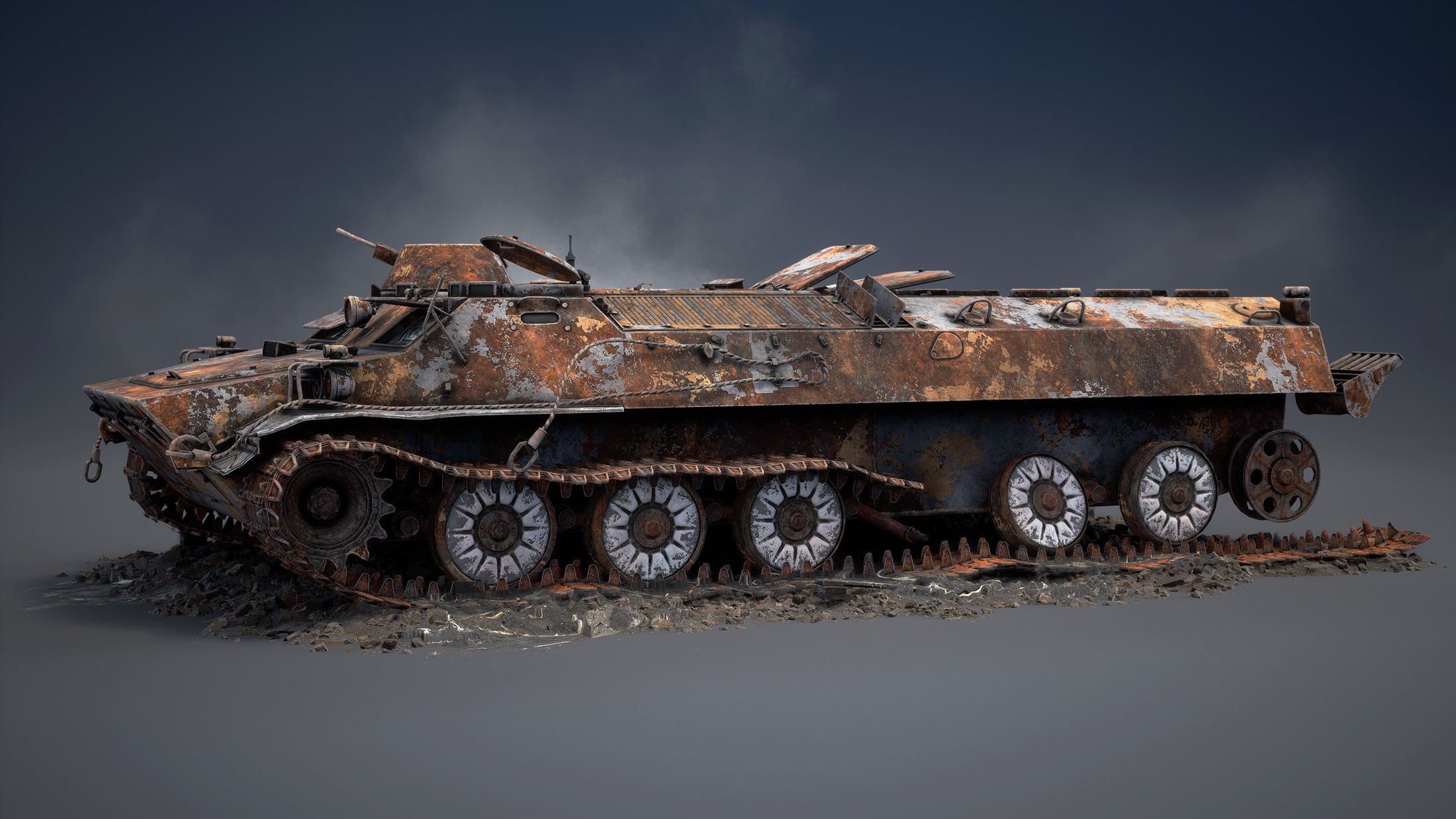 MT-LB Destroyed Low-poly 3D model_4