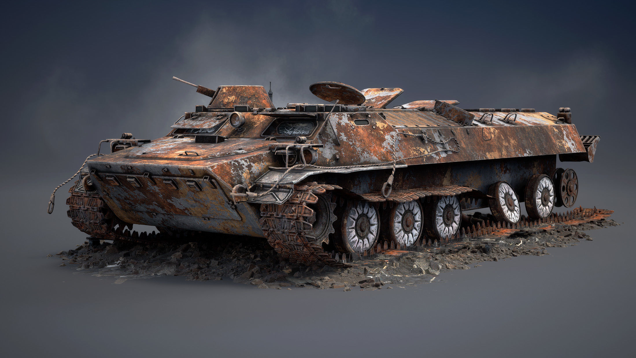 MT-LB Destroyed Low-poly 3D model_3