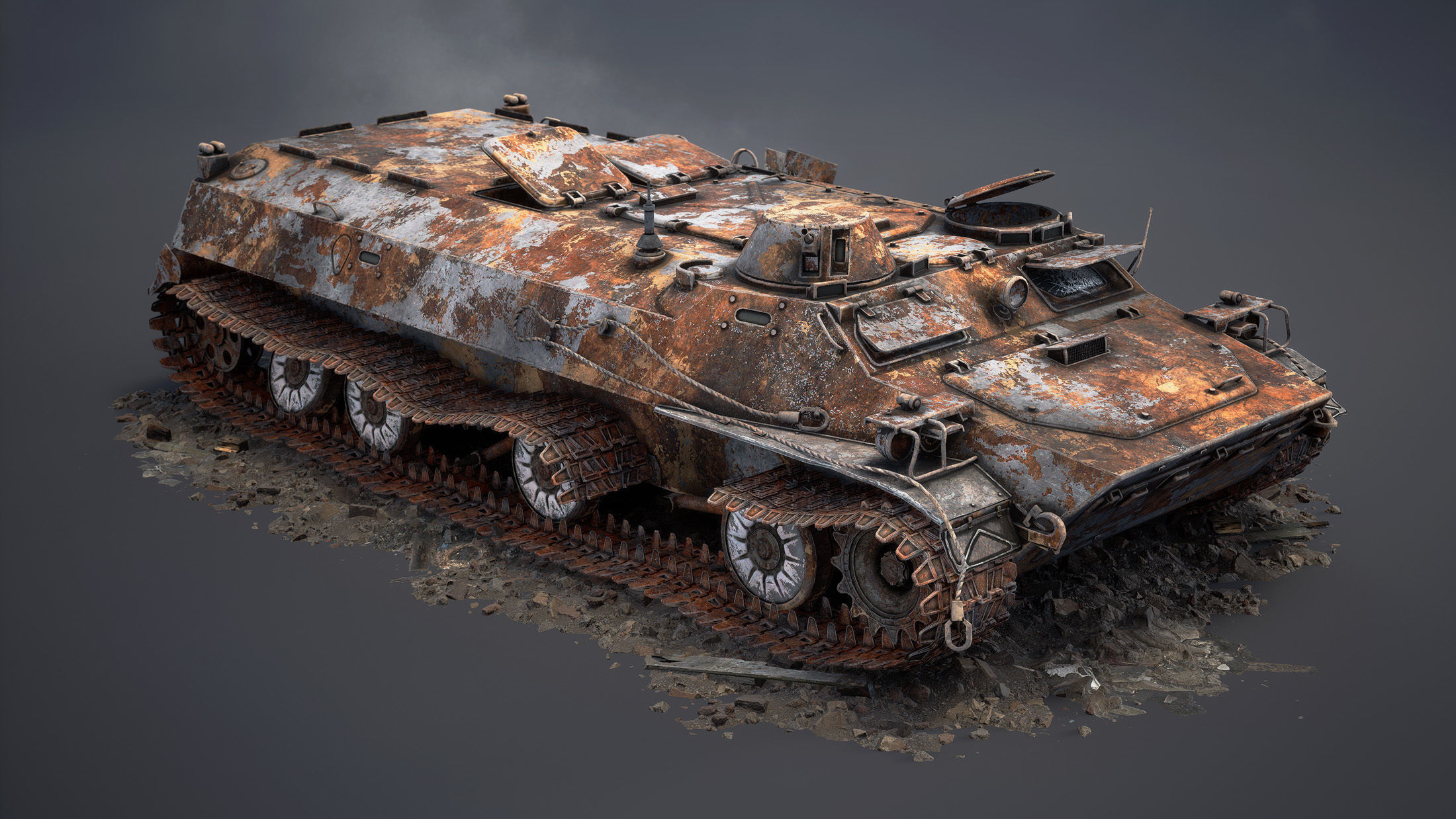 MT-LB Destroyed Low-poly 3D model_8