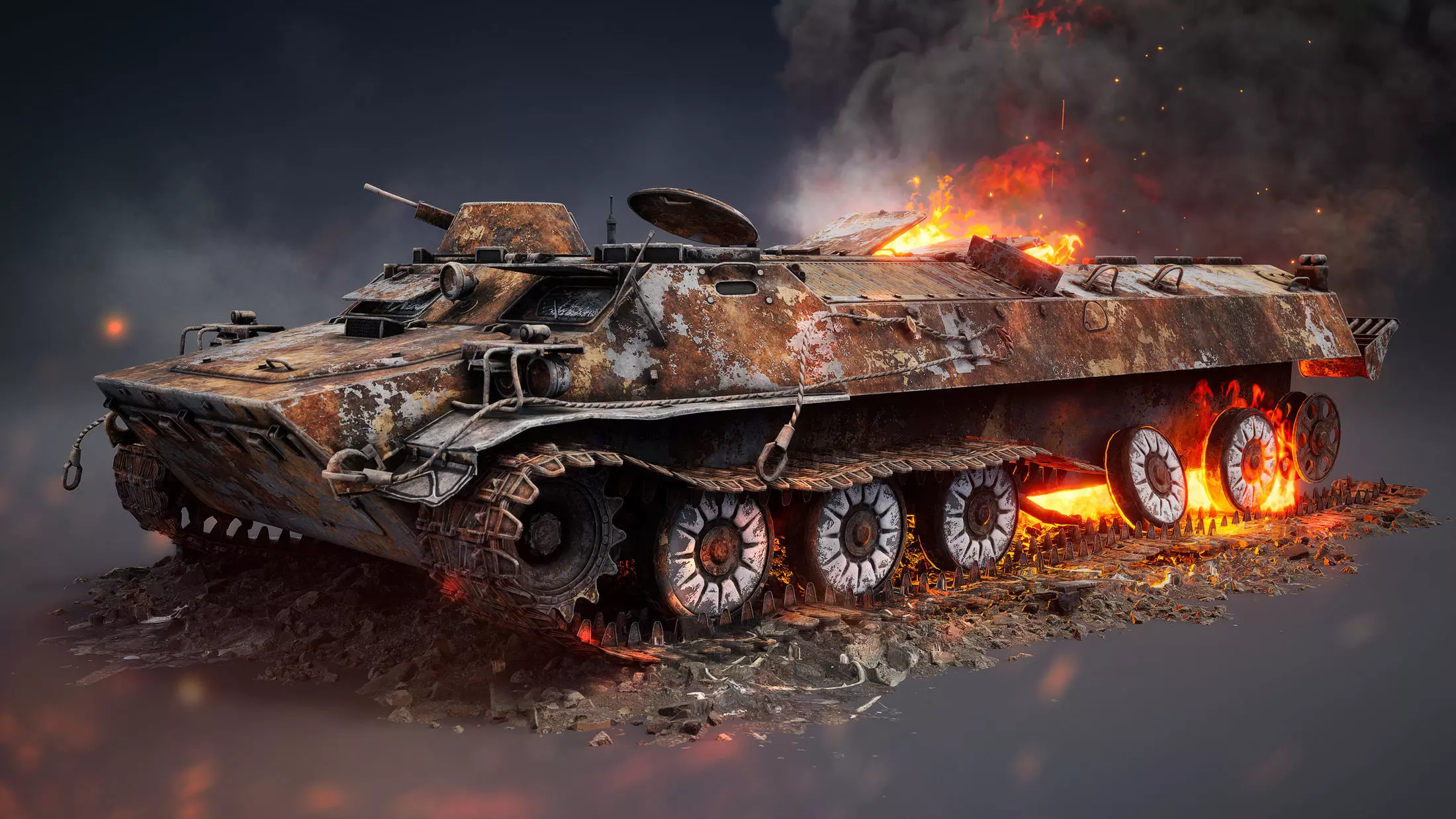 MT-LB Destroyed Low-poly 3D model_0