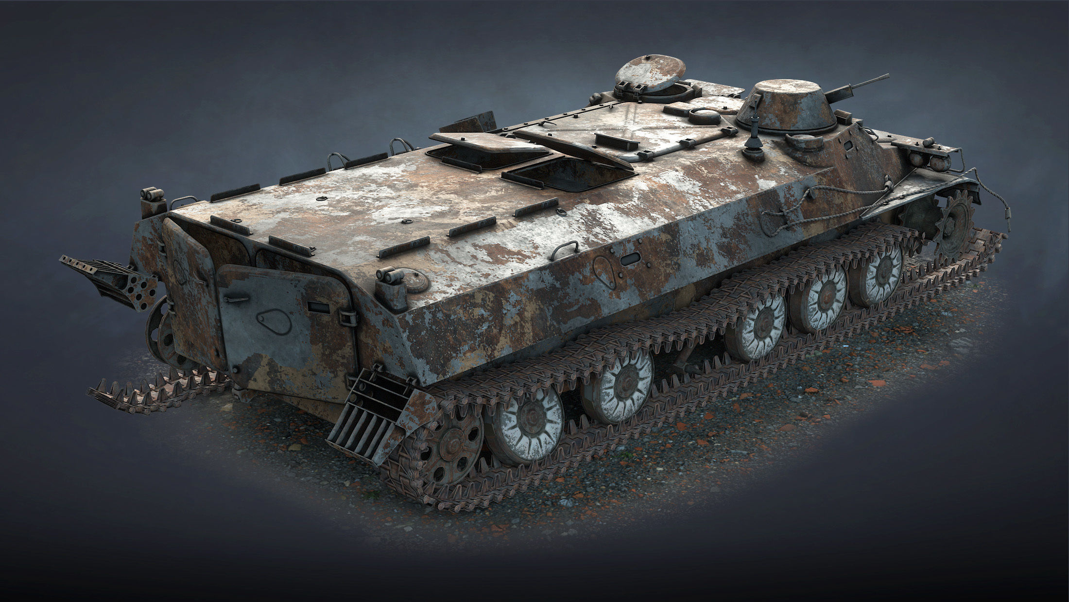 MT-LB Destroyed Low-poly 3D model_12