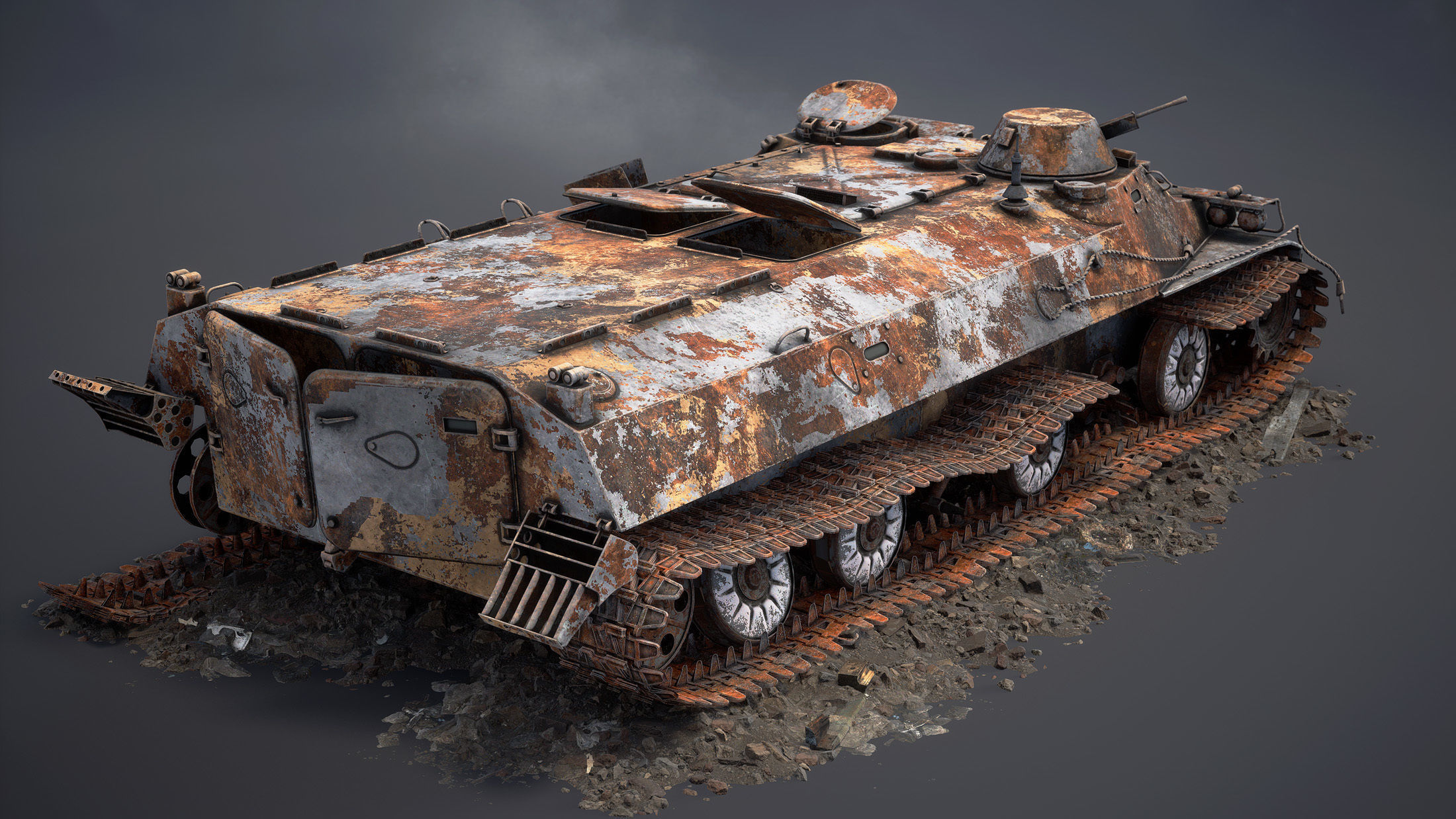 MT-LB Destroyed Low-poly 3D model_7