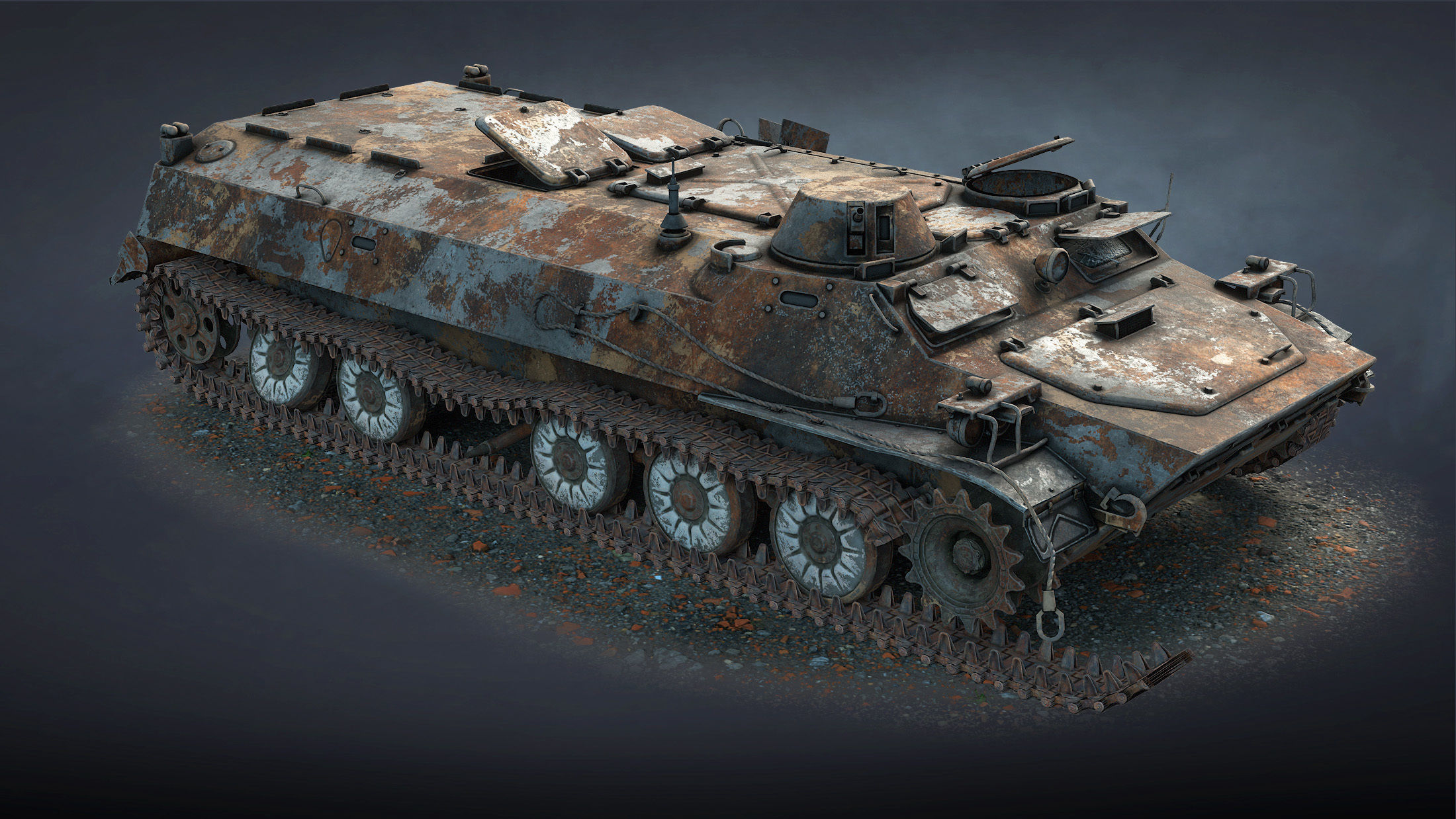 MT-LB Destroyed Low-poly 3D model_13