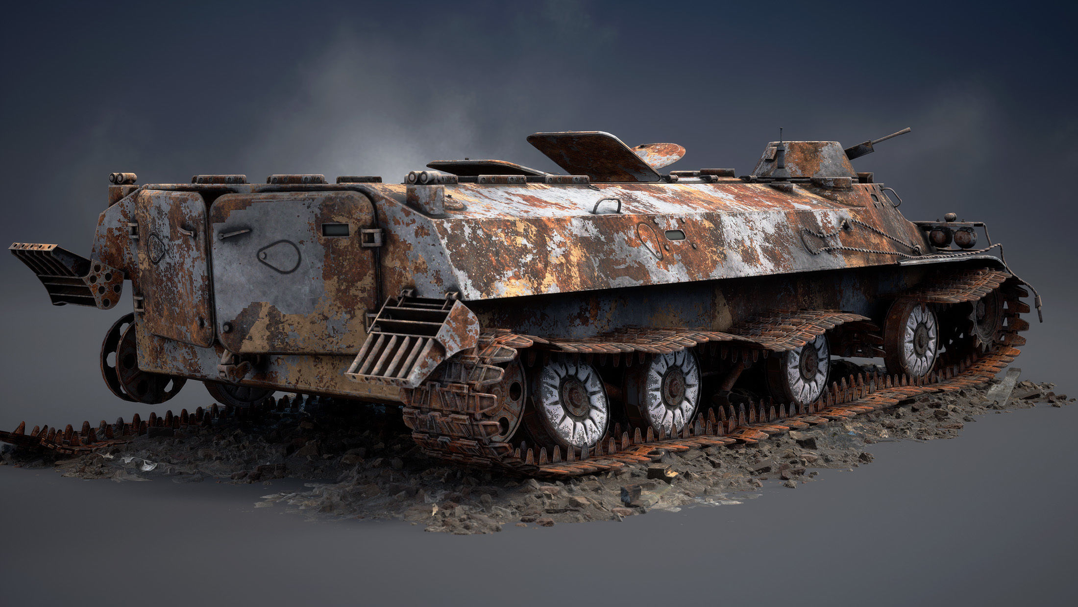 MT-LB Destroyed Low-poly 3D model_6