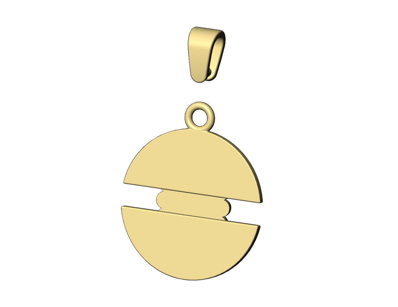 Ribbed ornament split round pendant with bail 3D print model_11