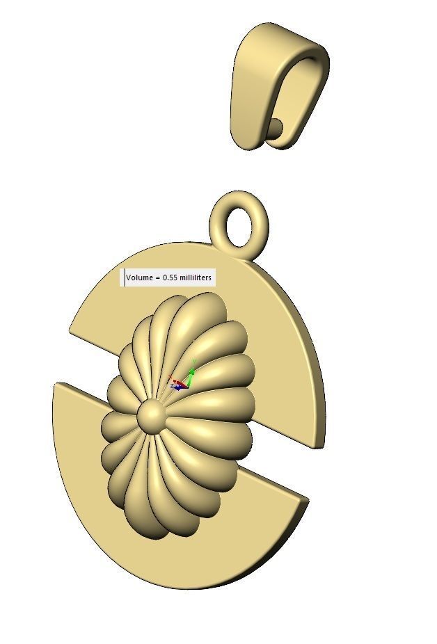 Ribbed ornament split round pendant with bail 3D print model_12