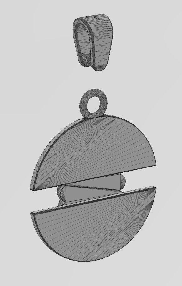Ribbed ornament split round pendant with bail 3D print model_14