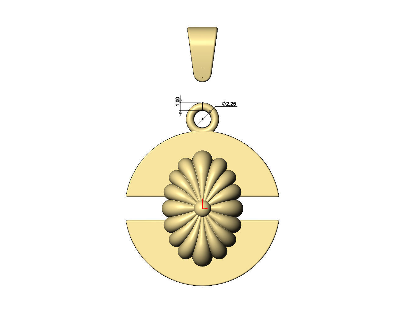 Ribbed ornament split round pendant with bail 3D print model_8