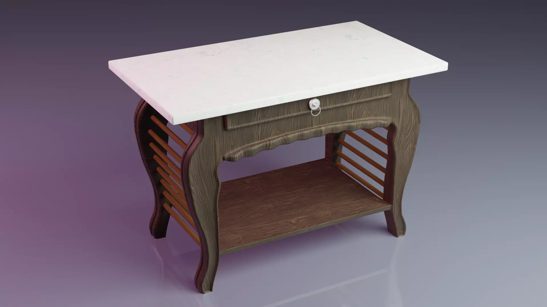 marble table Low-poly 3D model_0