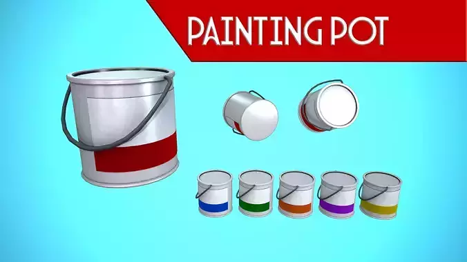 PAINTING POT CLOSED CARTOON STYLIZED Low-poly 3D model PAINTING POT CLOSED CARTOON STYLIZED Low-poly 3D model
