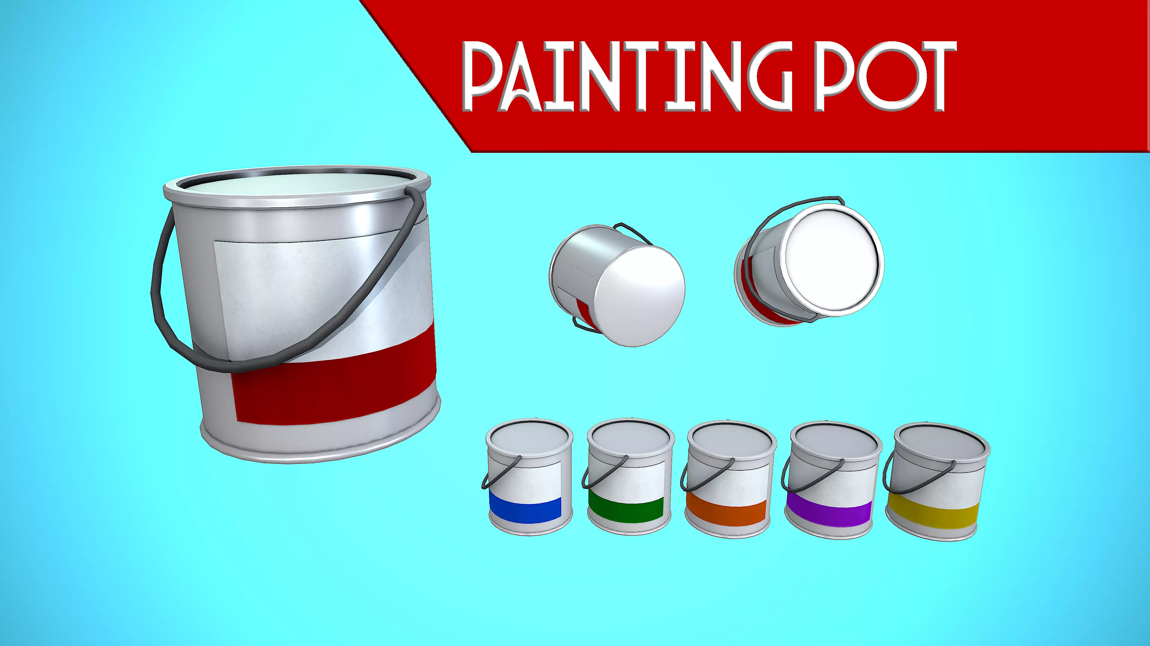 PAINTING POT CLOSED CARTOON STYLIZED Low-poly 3D model_0