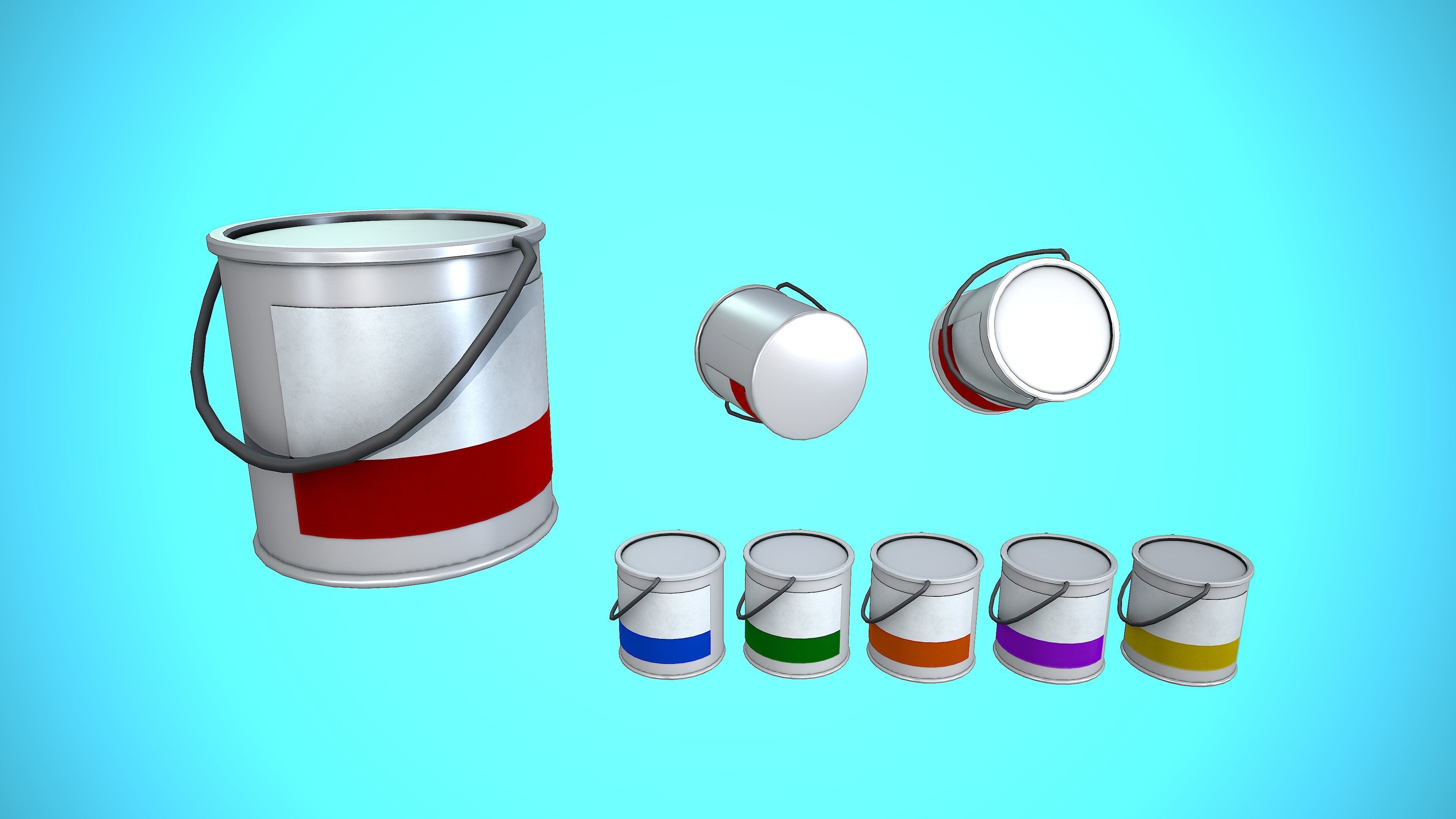 PAINTING POT CLOSED CARTOON STYLIZED Low-poly 3D model_9