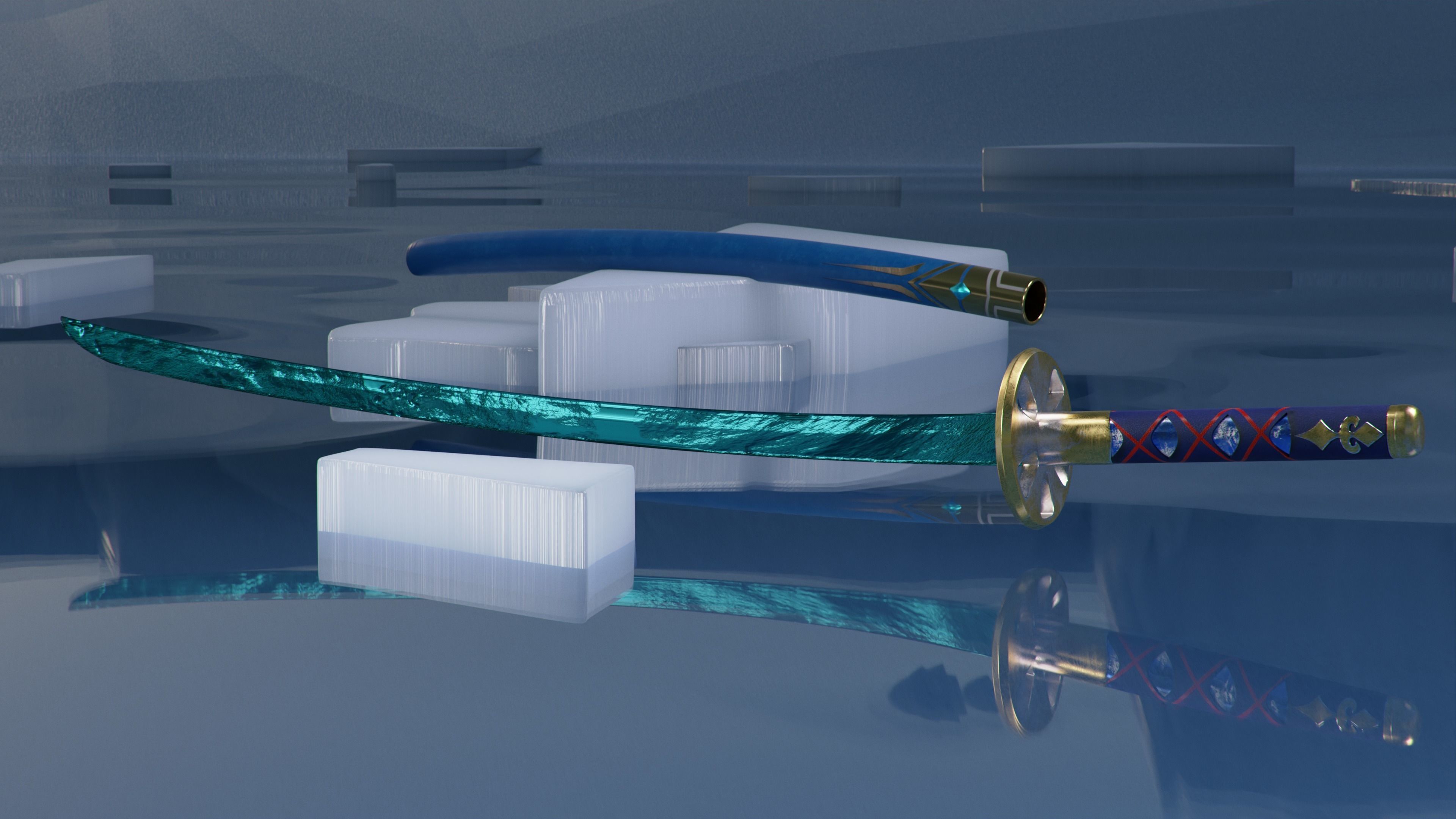 Legendary Katanas Pack plus Great Sword Low-poly 3D model_2