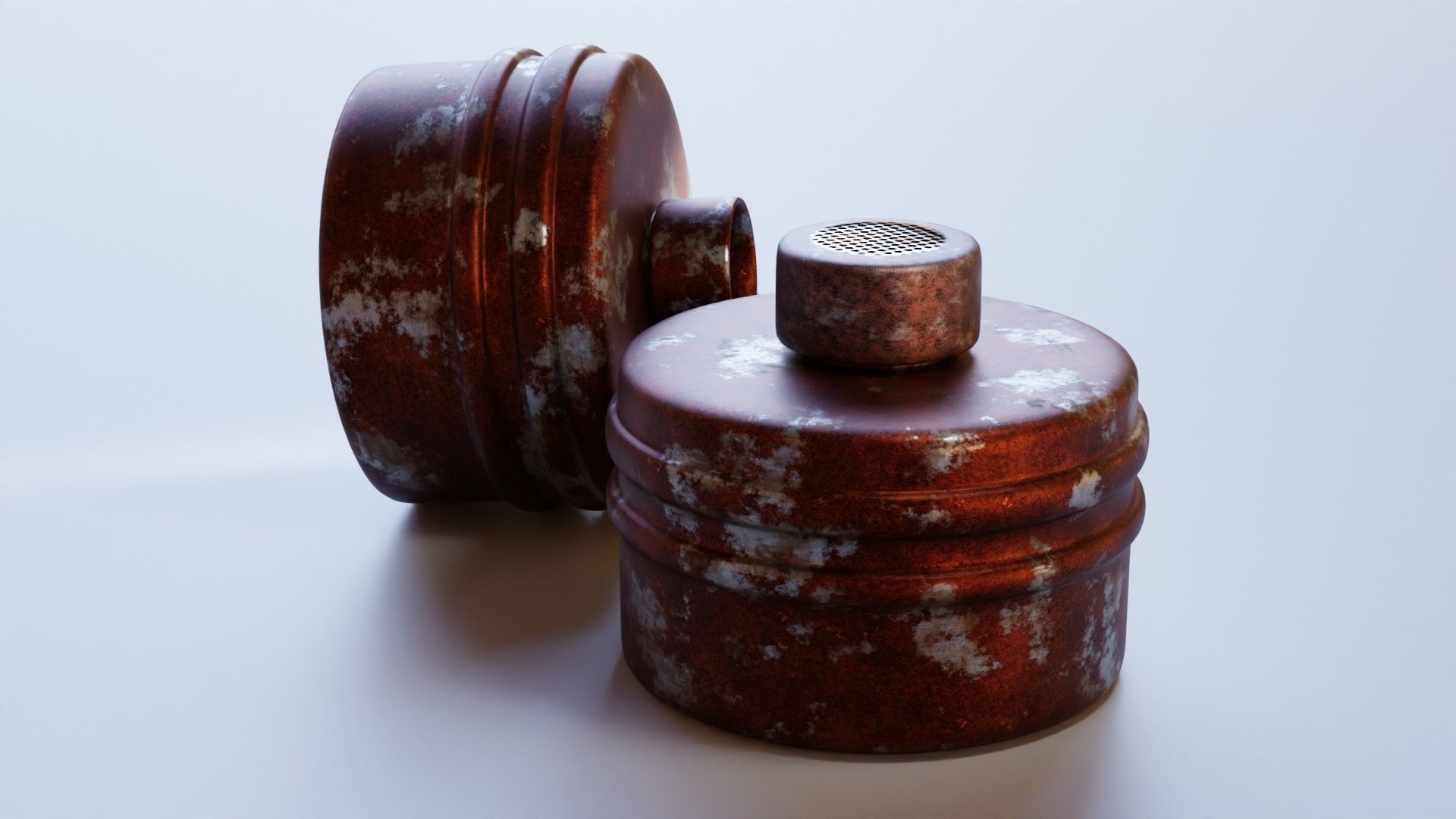 Brown dirty gas face mask filter Low-poly 3D model_4